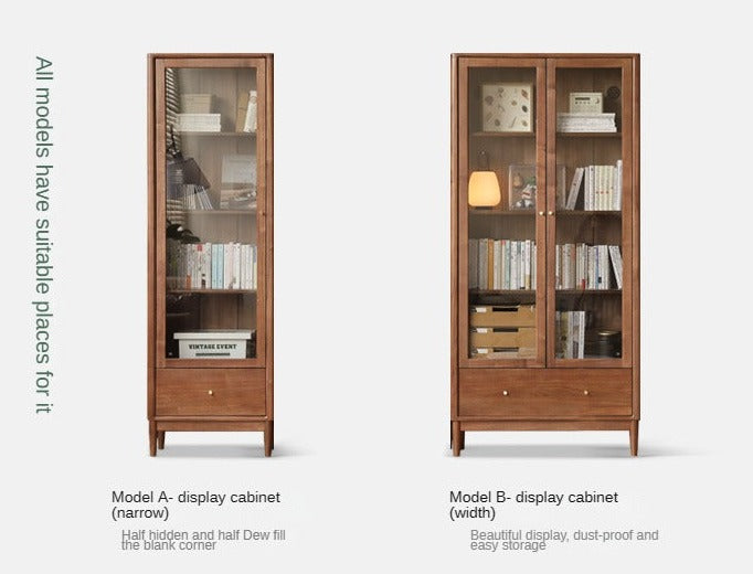 Solid Black Walnut & Oak Wood Bookcase - Customizable Wall-Mounted Bookshelf for Living Room, Home Office & Library Storage