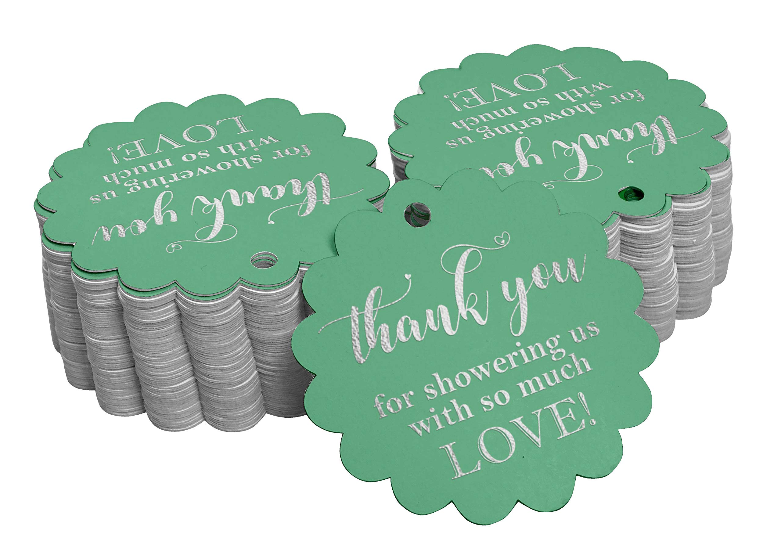 50pcs Real Silver Foil Thank You Tags for Baby Shower & Bridal Party Favors - Elegant Hanging Paper Gift Tags for Wedding, Baby Shower Decorations & Party Favors