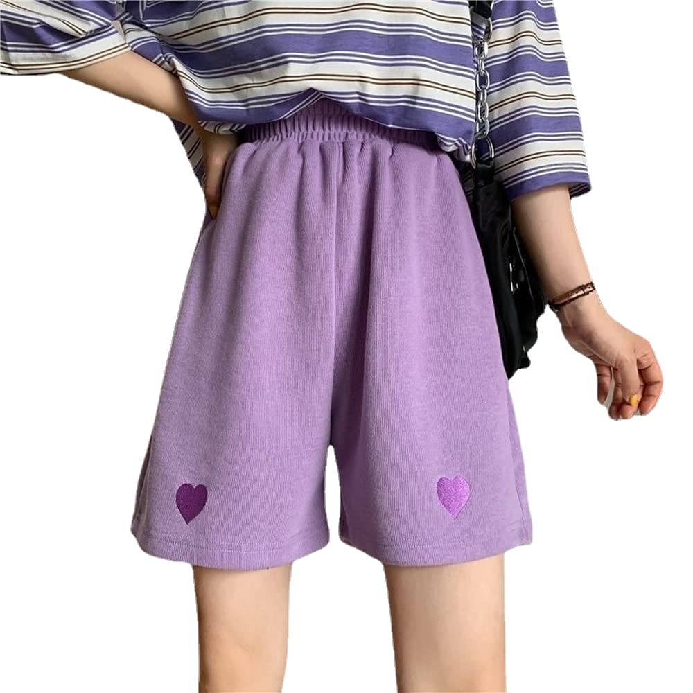 Plus Size Bermuda Shorts for Women & Teens - Cute Heart Print Casual Summer Cotton Athletic Shorts - Perfect for Walking, Beach, and Everyday Wear