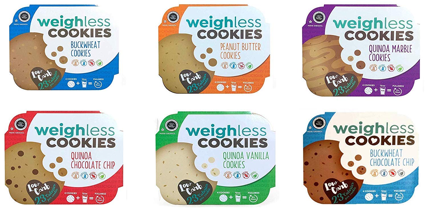 Quinoa Chocolate Chip Cookies - 16 Pack (4 Cookies Each) | Healthy, Gluten Free, Low Carb, Low Calorie Snacks | Perfect for Weight Loss, Keto Diet & Office Treats