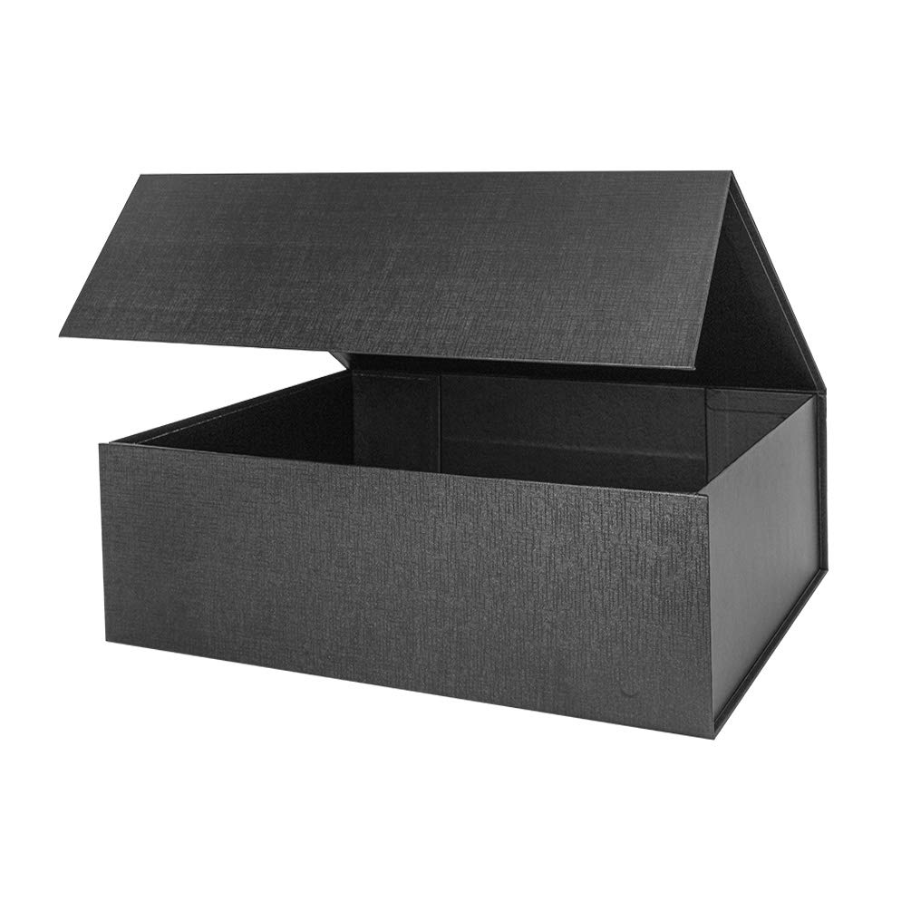13x9x4 Inch Black Magnetic Closure Gift Box - Foldable Reusable Storage Box for Groomsmen Proposals, Bridesmaid Gifts, Jewelry & Clothing | Wedding, Birthday, Anniversary Gift Packaging Solution