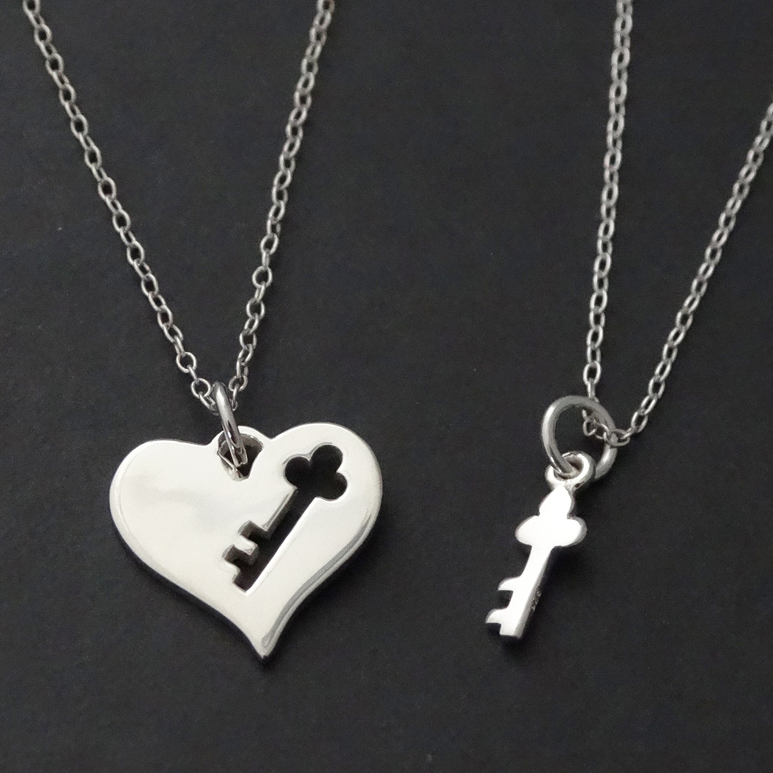 FashionJunkie4Life Sterling Silver Love Heart Pendant Necklace for Women - 18