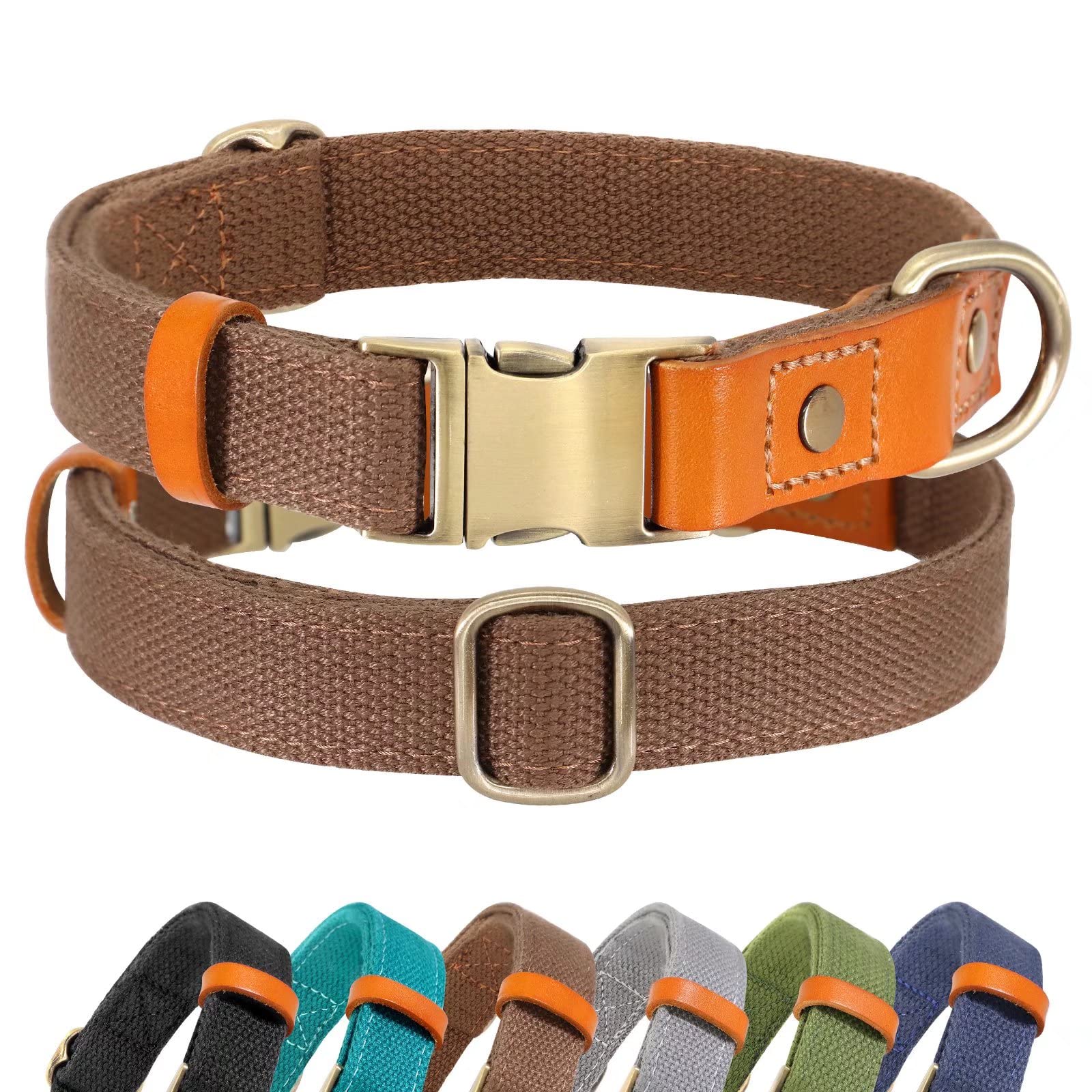 Durable Adjustable Dog Collar with Metal Buckle for Small Medium Large Dogs - Comfortable Pet Collar for Daily Walks, Training & Outdoor Adventures (Brown, Medium Size)