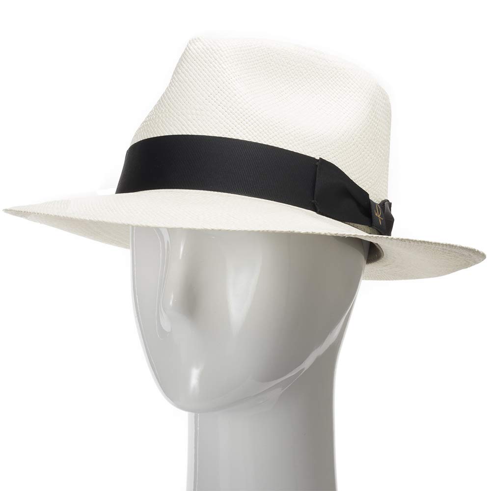 Portofino Retro Panama White Straw Hat for Women - Summer Beach Sun Hat with Wide Brim - Fashionable UV Protection Hat for Outdoor, Travel, and Vacation