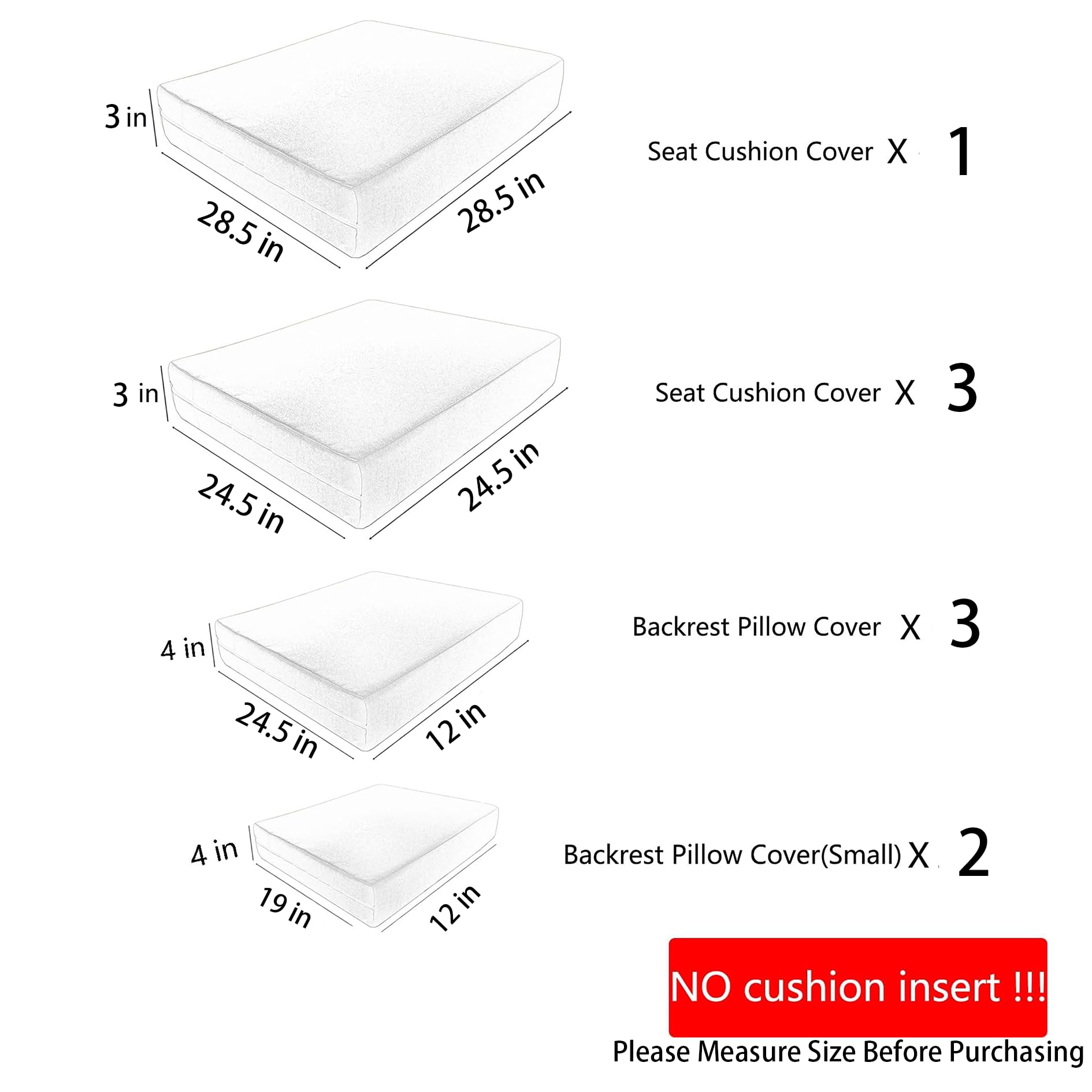 9-Piece Premium Anti-Scratch Leather Patio Cushion Covers - 100% Waterproof with Zipper - Replacement Slipcovers for 4-Piece Outdoor Furniture (Cream) - Perfect for Patio, Deck, Poolside & Garden Furniture Protection