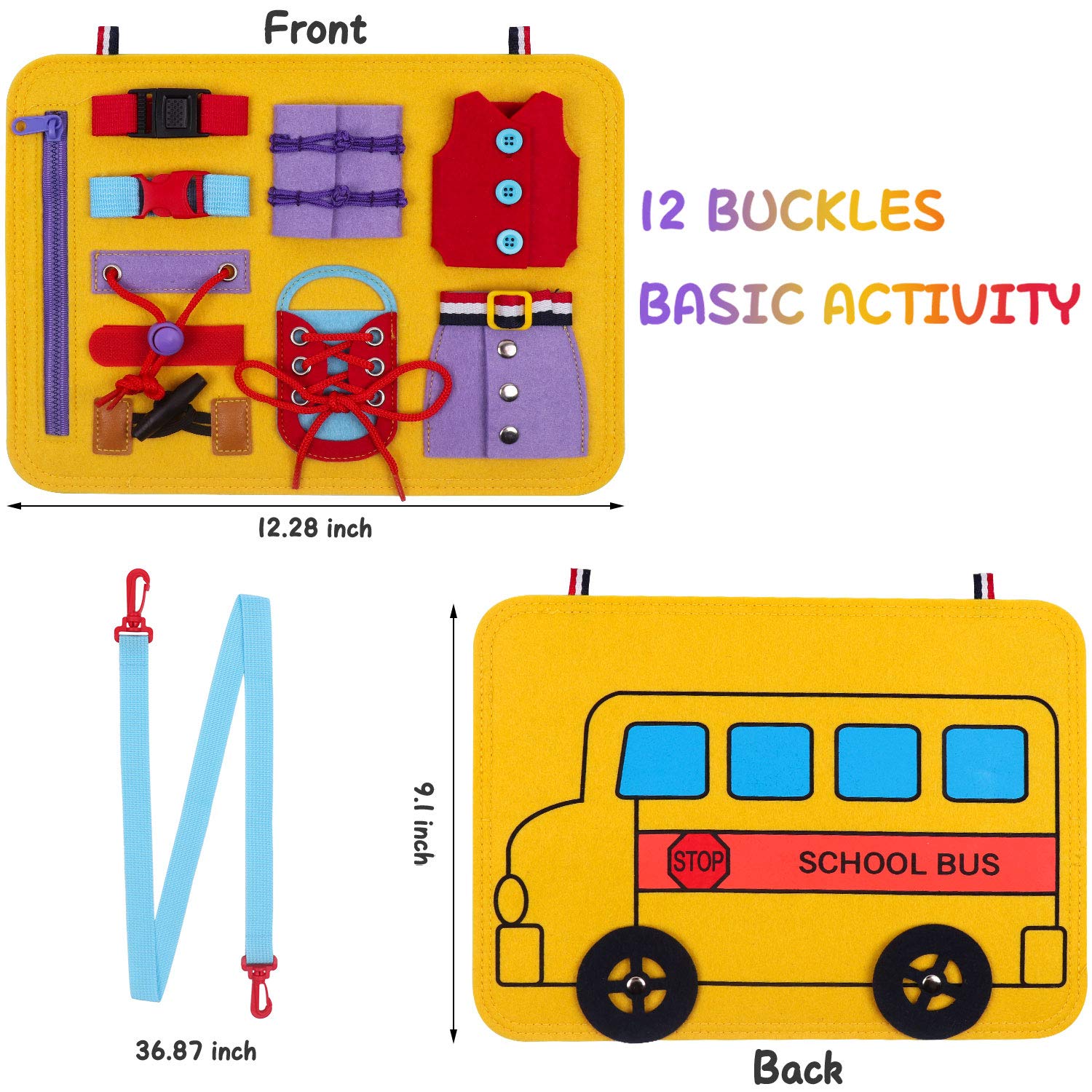 Montessori Busy Board for Toddlers - Sensory Learning Toys for Fine Motor Skills, Preschool Education & Autism Development - Perfect for Airplane, Car & Home Play