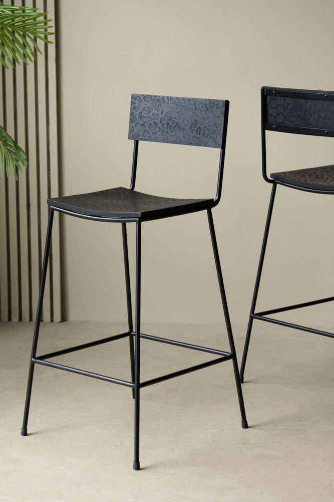 Black Leopard Print Bar Stool - Modern Love-Themed Bar Chair for Kitchen, Dining, or Home Decor - Perfect for Romantic Date Nights & Stylish Home Bars