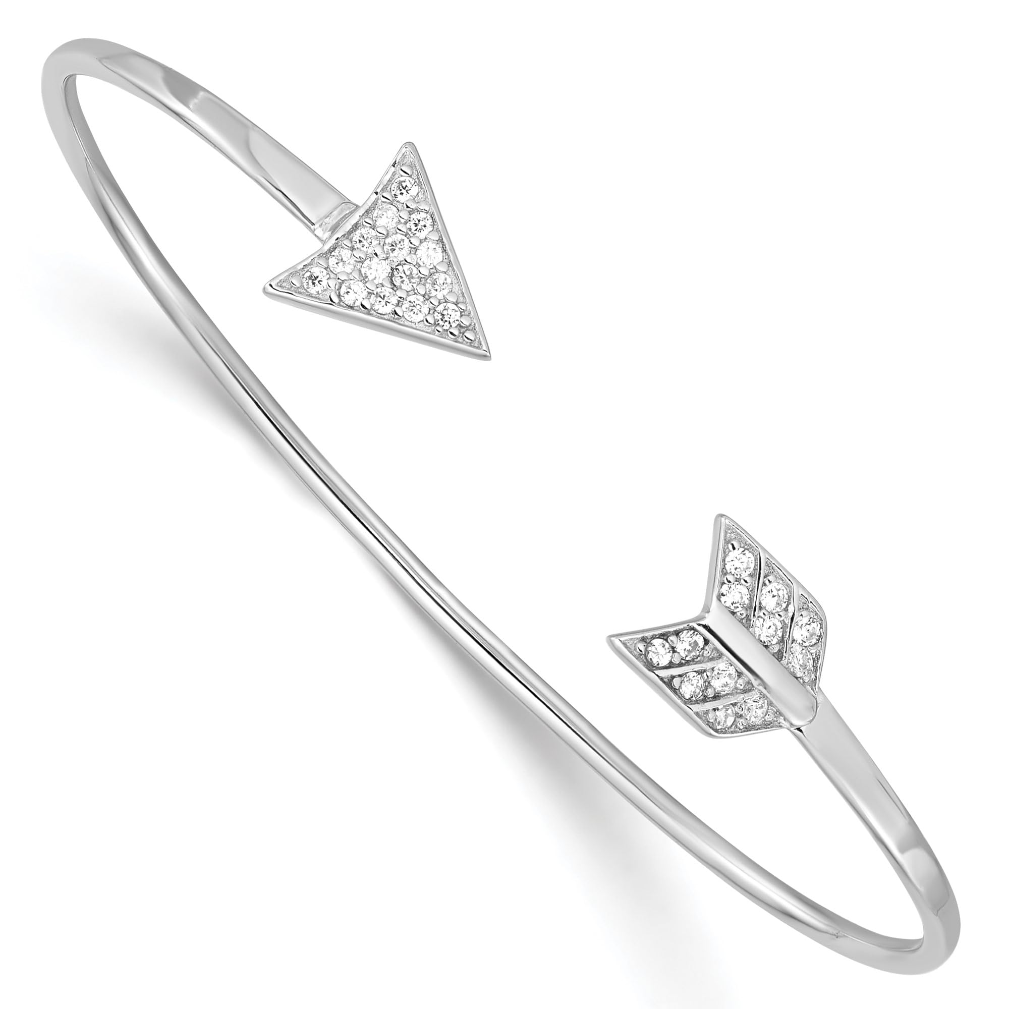 925 Sterling Silver Cubic Zirconia Arrow Cuff Bangle Charm Bracelet for Women | Elegant Fashion Jewelry Gift for Birthday, Anniversary & Special Occasions