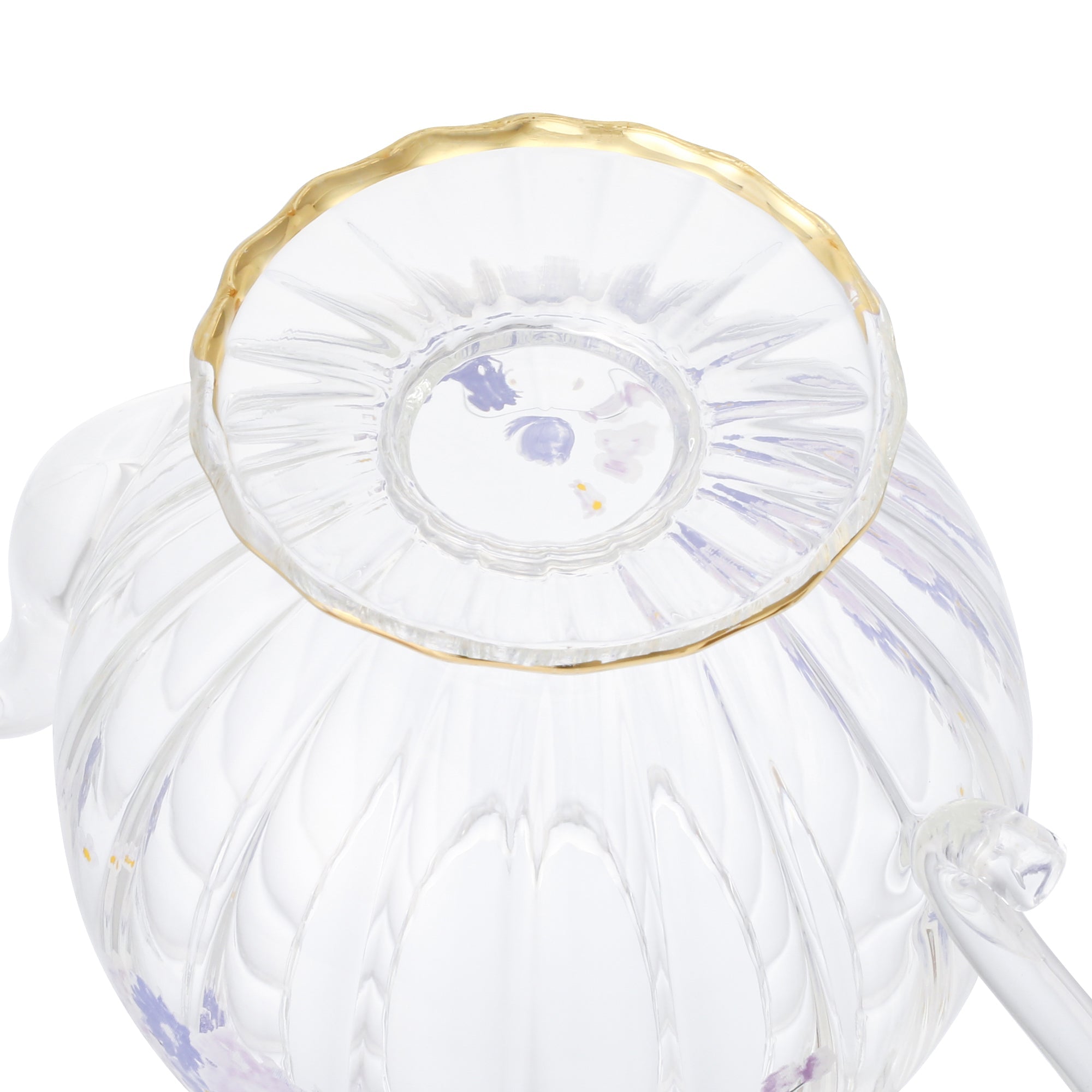 Elegant Purple Flower Frill Glass Teapot - Perfect for Afternoon Tea, Gifts & Home Decor