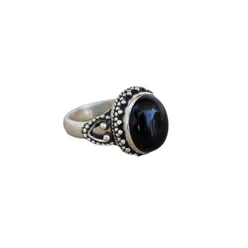 Natural Black Onyx Celtic Design Ring - 925 Sterling Silver Dainty Ring for Women | Proposal, Cocktail & Boho Jewelry | Handmade Gemstone Ring for Weddings, Parties & Everyday Wear