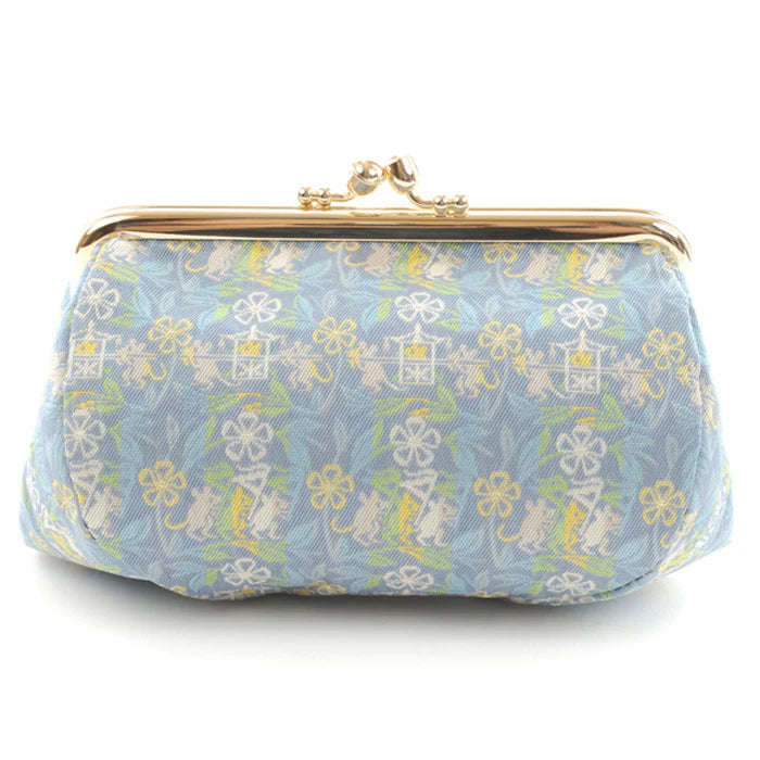 Nishijin Woven Small Pouch - Mouse Blue Grey | Handmade in Kyoto Japan | Cosmetic & Makeup Bag | Japanese Gamaguchi Pouch for Travel Toiletry, Stationery & Bag Organizer | Perfect for Daily Use, Gift Giving & Japanese Style Fashion Accessories