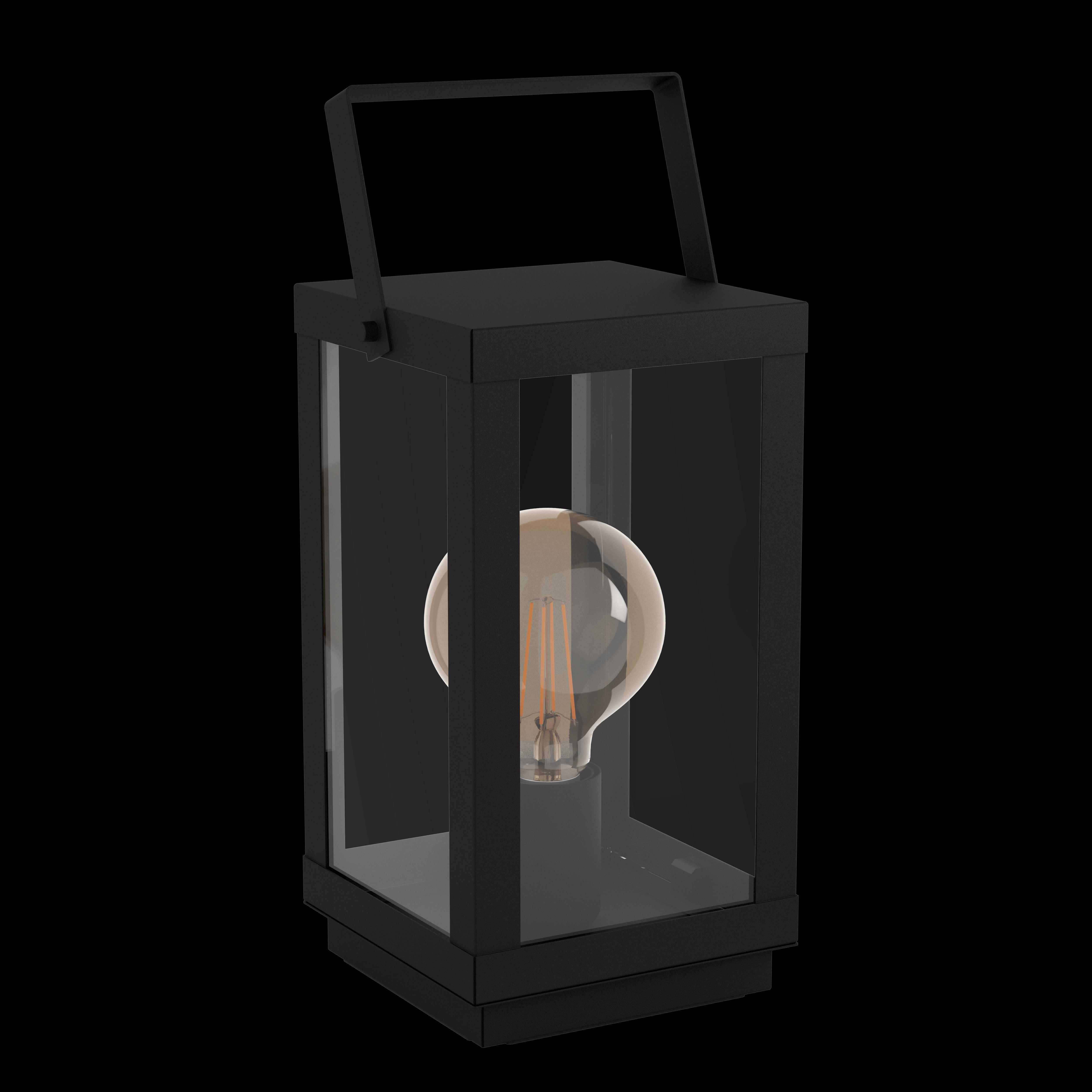 Eglo Bradford 1 Black & Glass Lantern Table Lamp - Modern LED Lighting for Bedroom, Living Room & Office Decor - Energy Efficient Home Lighting Solution