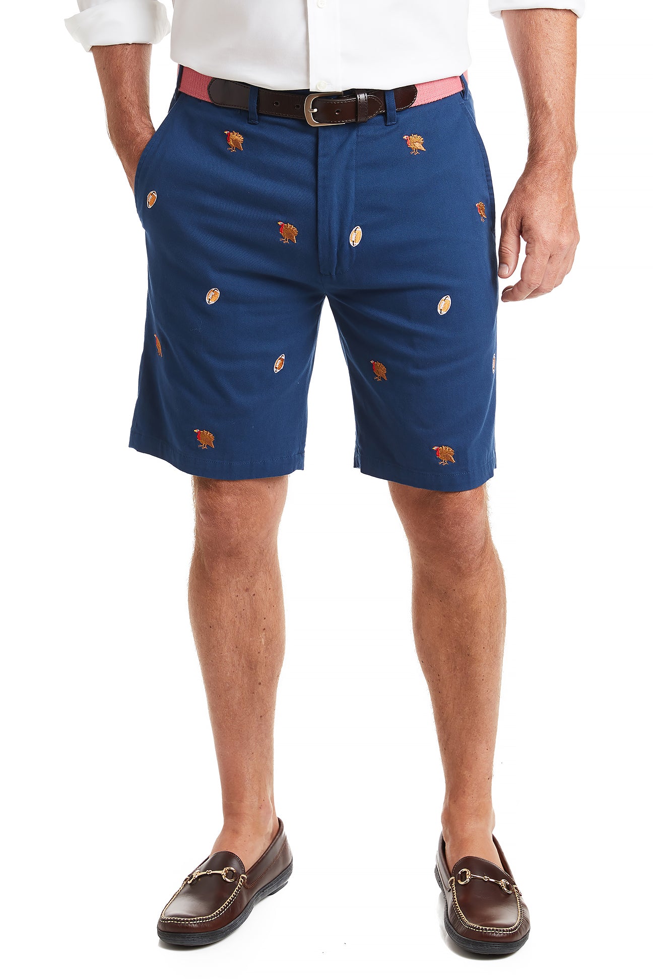 Cisco Short Nantucket Navy with Turkey & Football - Comfortable Casual Shorts for Men, Perfect for Thanksgiving Gatherings & Football Game Days