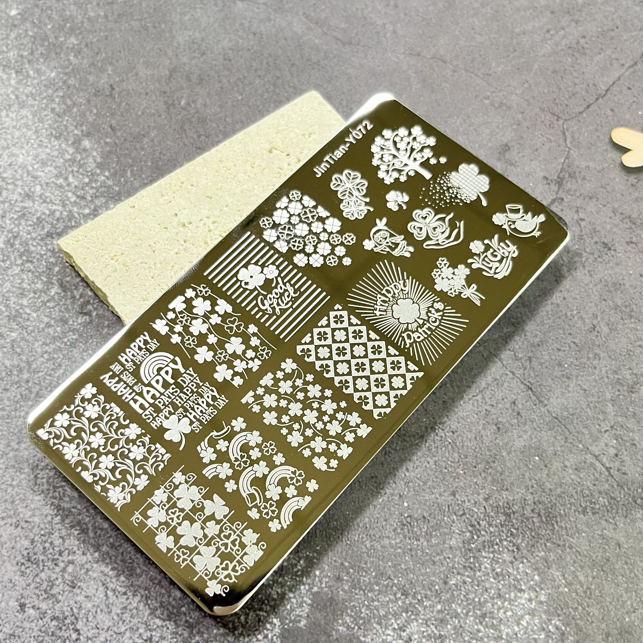 St. Patrick's Day Nail Stamping Plate Set - 10 Shamrock Nail Art Stencils for Gel & Polish - Irish Themed Manicure Tools for March 17th Decorations - Perfect for Spring Nail Designs & DIY Home Salon