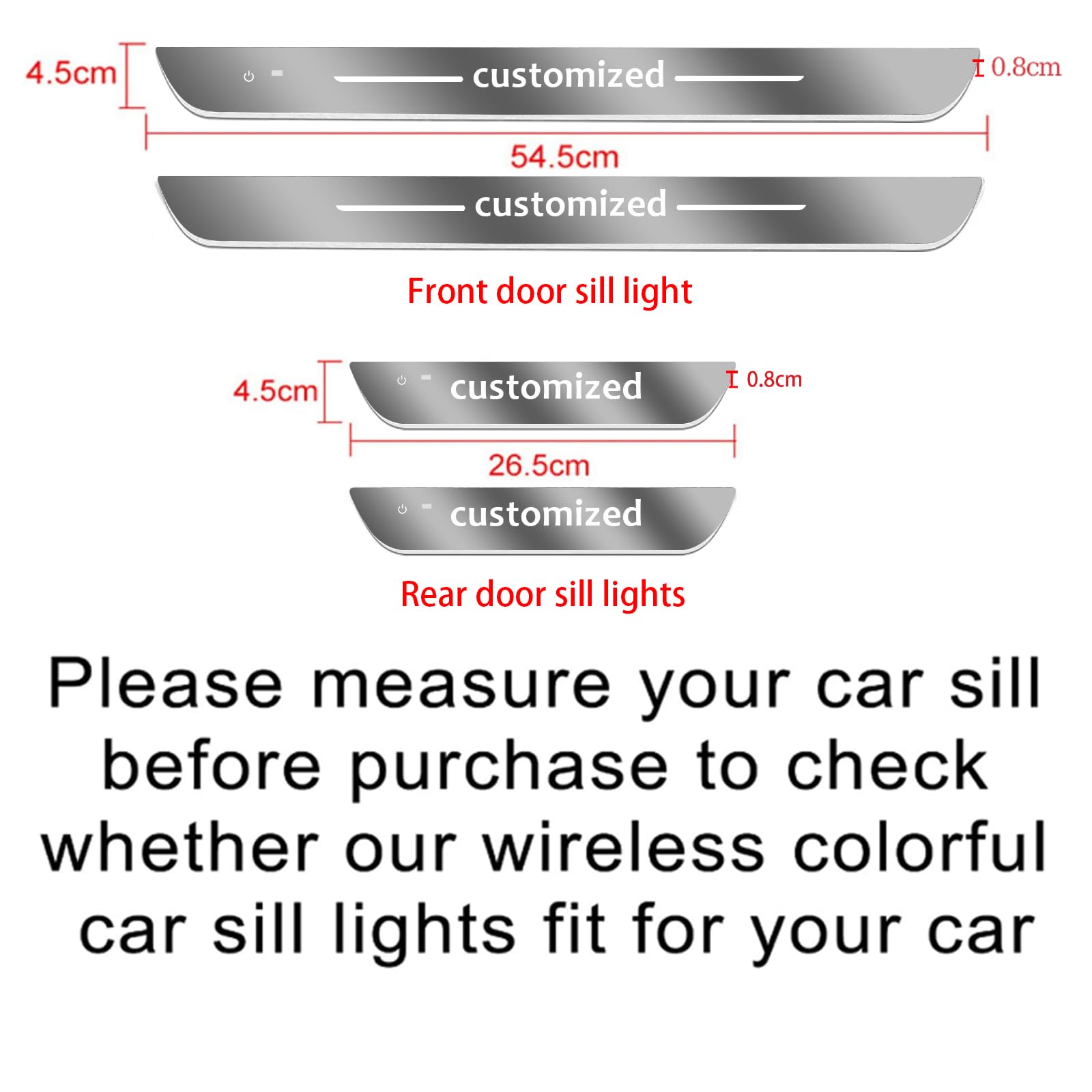 Custom Wireless LED Car Door Sill Lights - High Brightness 7 Colors 28 Modes Auto-Sensing Waterproof LED Light Plate, Easy Install & Rechargeable for Cars, SUVs, Trucks & Nighttime Safety