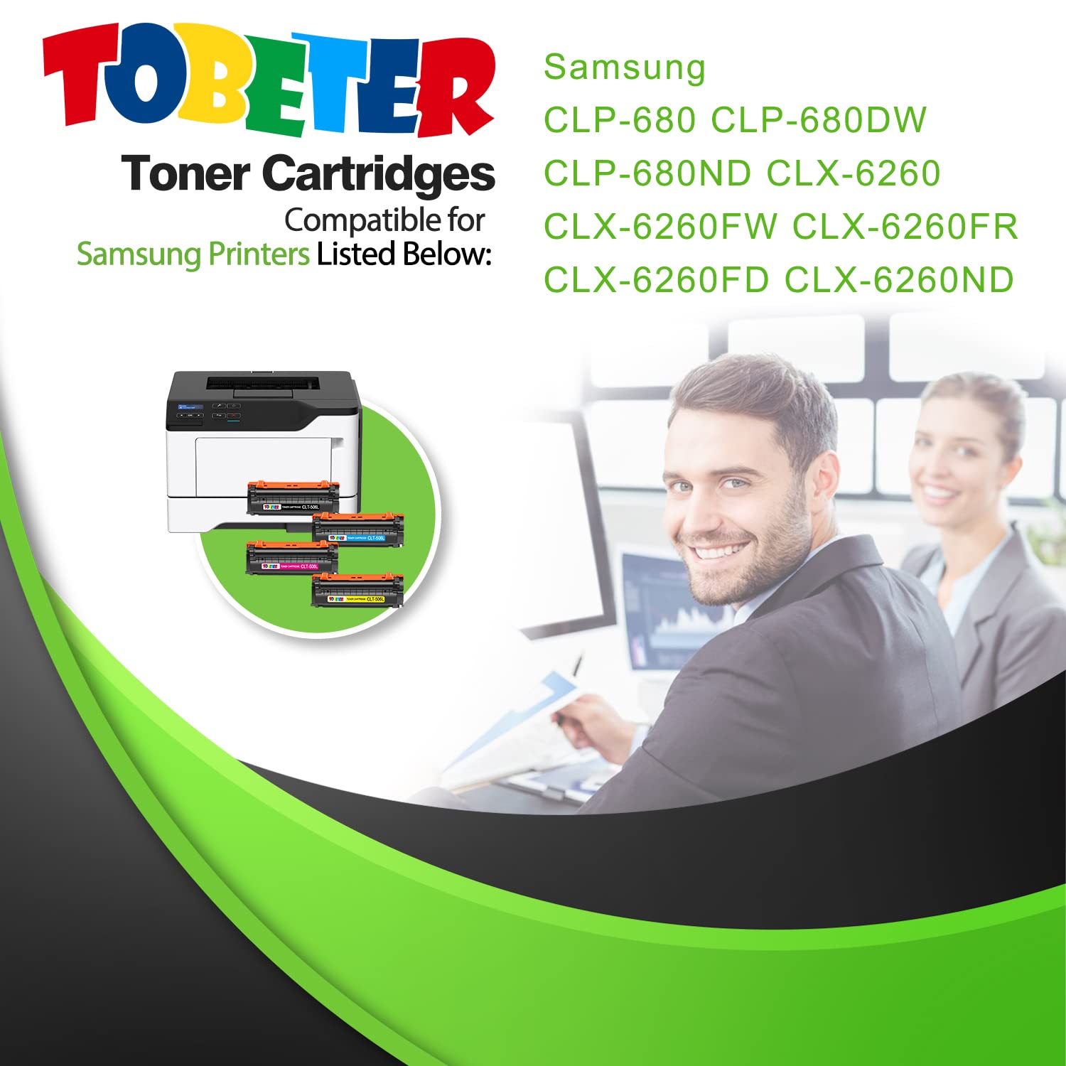ToBeter 4-Pack CLT-506L Toner for Samsung Printers - 6,000 Pages High-Yield for Office & Home Printing