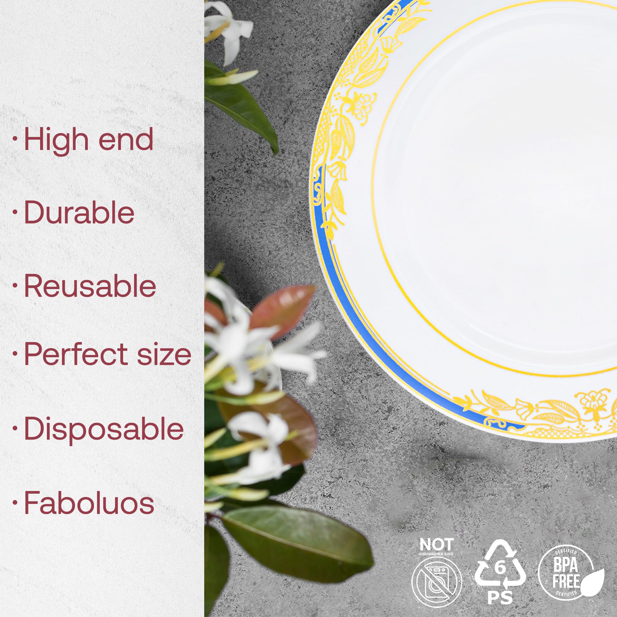 Smarty Had A Party 120-Piece Elegant Disposable Plastic Dinnerware Set - 10.25