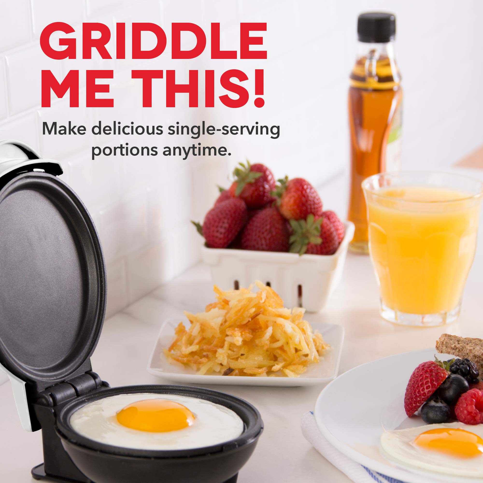 DASH Mini Waffle Maker & Pancake Griddle - Compact Breakfast Appliance for Waffles, Pancakes, Hash Browns (White) - Perfect for Quick Breakfasts, Brunch Parties & Kids' Meals