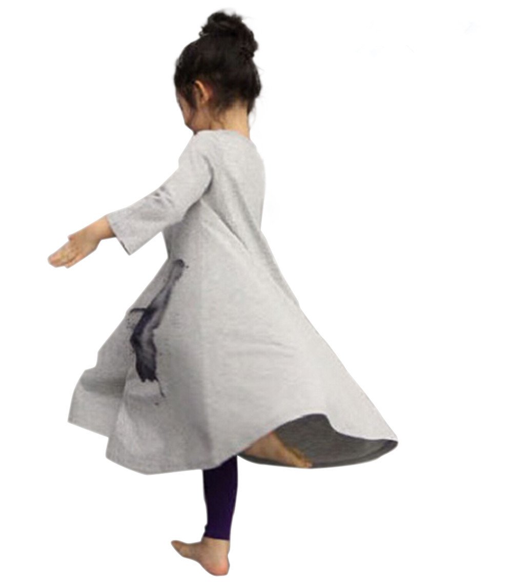 FTSUCQ Girls Casual Swing Twirly Cotton Printed Maxi Dresses - Flowy Summer Dress for Kids, Toddler & Teen Girls - Perfect for Beach, Party & Everyday Wear