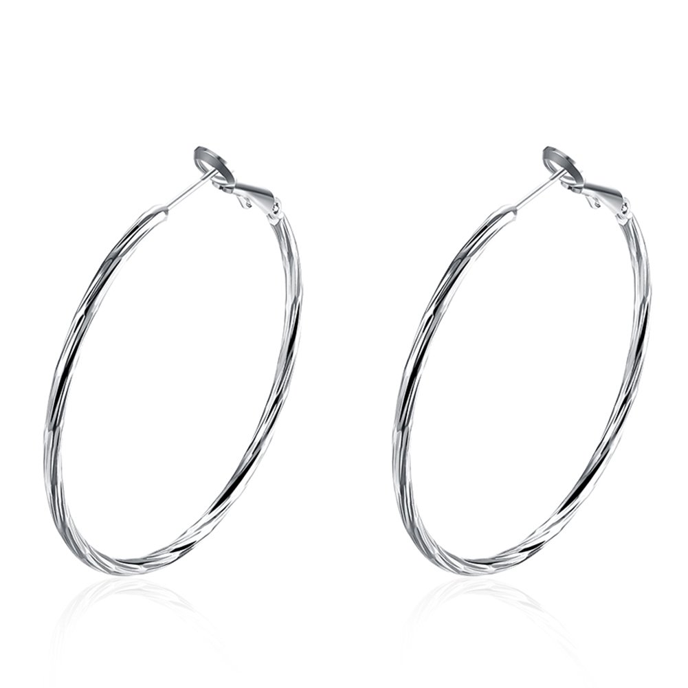 Twisted Hoop Earrings for Women - 48mm Gold Plated Hula Hoop Dangle Earrings, Elegant Gold Tone Jewelry for Girls, Perfect Valentine's Day Gift for Her | Everyday Wear, Date Night, Special Occasions