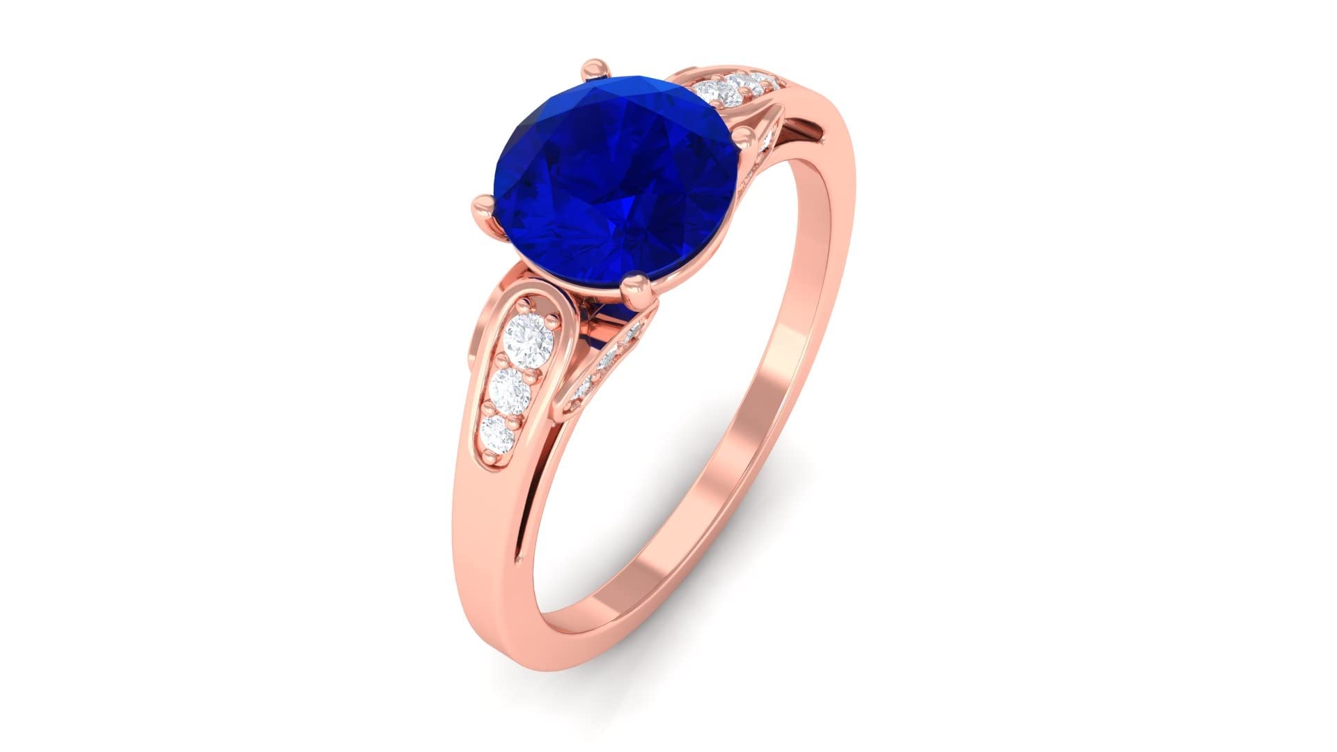 1.75 CT Lab-Created Blue Sapphire & Moissanite Ring in 14K Solid Gold - Elegant Minimalist Jewelry for Engagement, Wedding & Anniversary Gifts