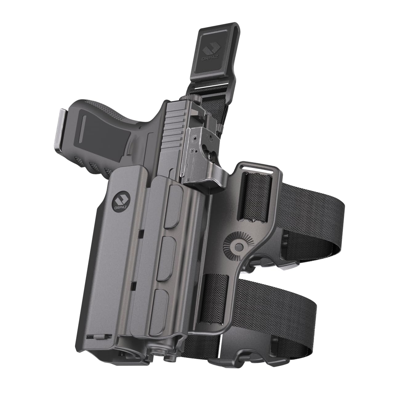 Orpaz T40 G19 OWB Light Bearing Holster - Left Handed Tactical Holster for Glock 19 with Light | Level II/III Retention | Fits Most Pistol Lights, Lasers & Optics | Perfect for Concealed Carry, Duty Use & Range Training