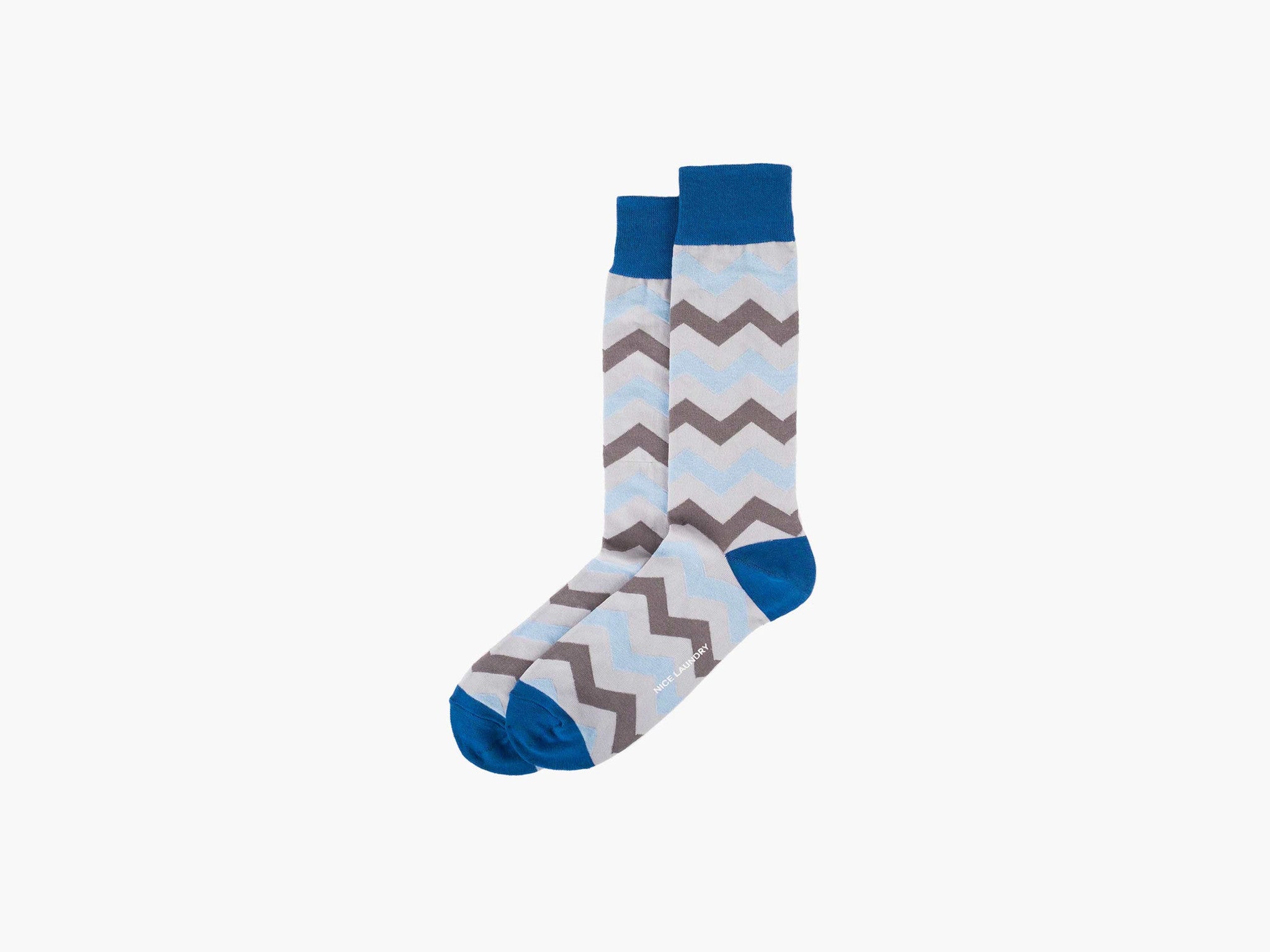 Chevron Pattern Blue and Grey Area Rug - Soft Non-Slip Living Room Carpet for Bedroom, Dorm, Office Decor