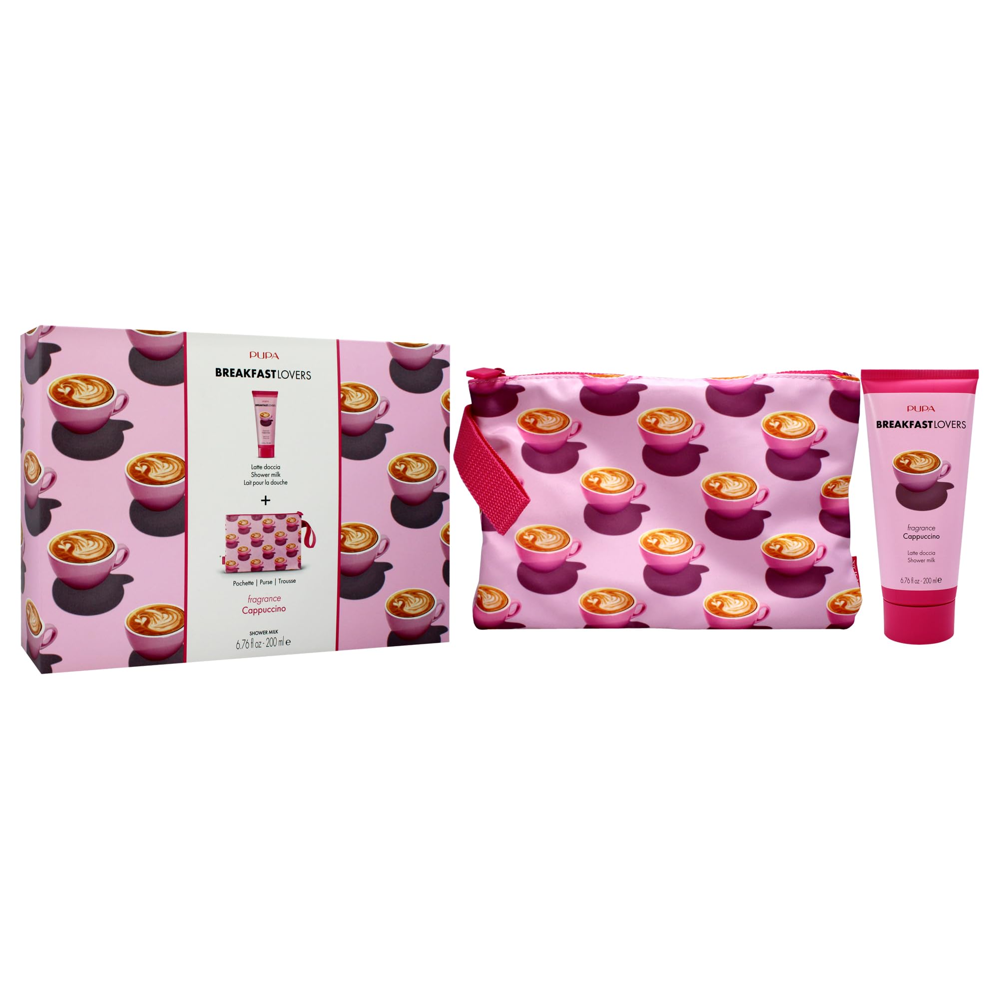 Pupa Milano Breakfast Lovers Gift Set - 2-Piece Hydrating Body Wash & Shower Milk with Cappuccino Scent | Moisturizing Skincare for Women | Perfect for Morning Shower Routine & Spa Day at Home