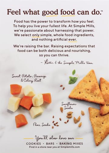 Simple Mills Veggie Pita Crackers, Mediterranean Herb - Gluten Free, Vegan, Paleo Friendly Healthy Snacks, 4.25oz (Pack of 1) | Perfect for Lunchboxes, Parties & On-the-Go Snacking