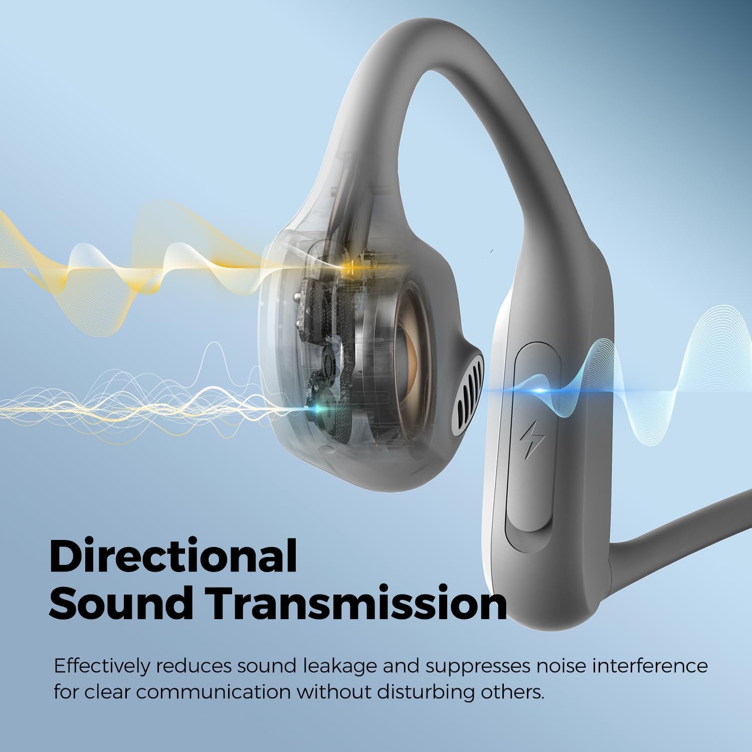 SoundPEATS RunFree Air Conduction Wireless Earbuds - Bluetooth 5.3 Open-Ear Headphones, IPX4 Sweatproof, 16.2mm Driver, 4 Mics, 14H Battery, Low Latency Game Mode - Perfect for Running, Gym Workouts & Outdoor Sports