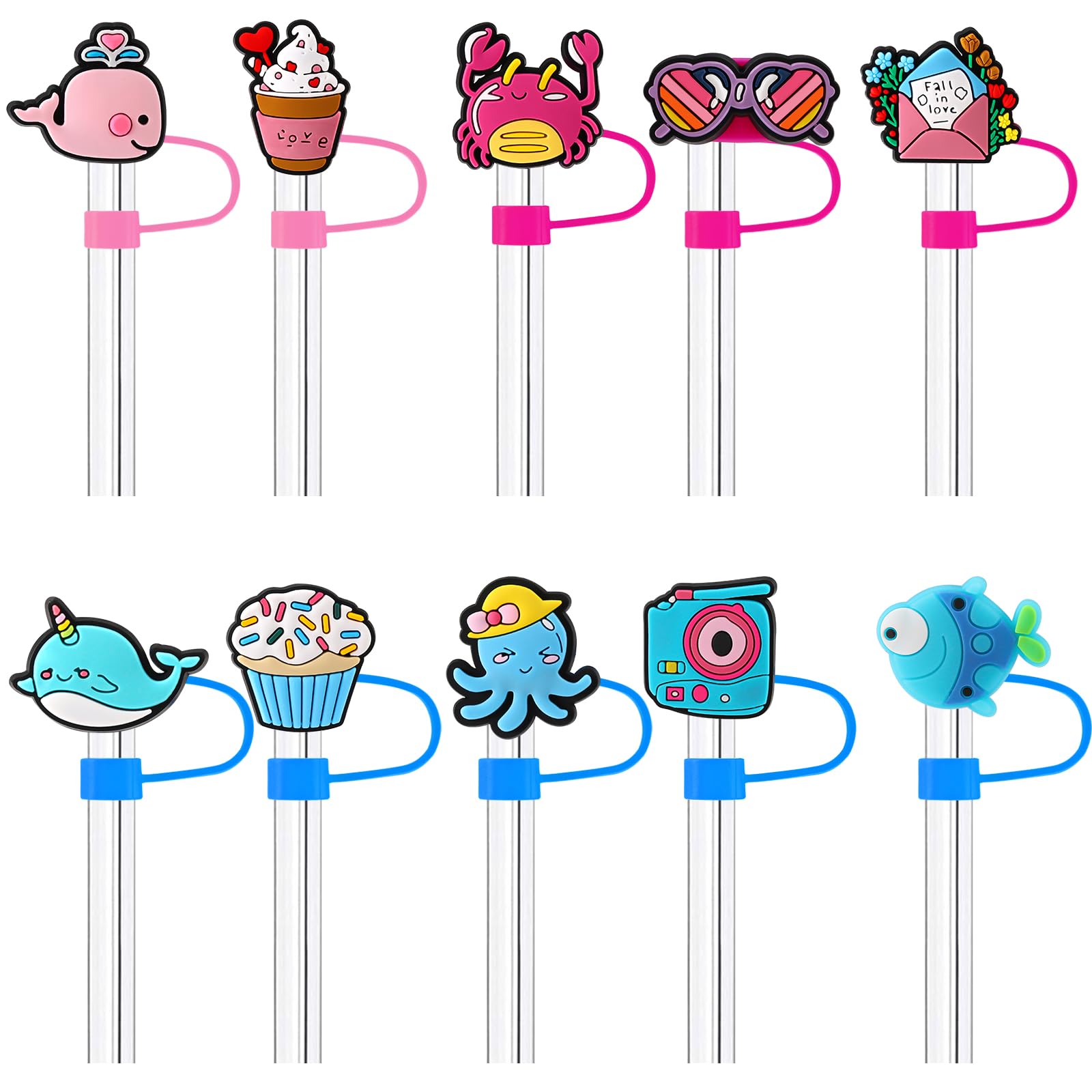 50 Pcs Reusable PVC Straw Cover Caps for Tumblers - 10mm Dust-Proof Drinking Straw Toppers, Cute Straw Tips Lids for Party Gifts & Bulk Use - Perfect for Home, Office, and Outdoor Picnics