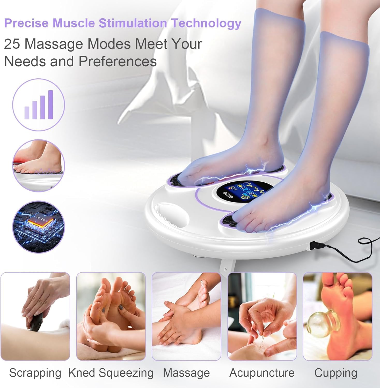 OSITO EMS Foot Massager for Neuropathy & Pain Relief - FSA/HSA Eligible TENS Unit with Electronic Acupuncture - Improves Circulation, Reduces Swelling & Stimulates Muscles in Feet/Ankles - Perfect for Home Relaxation, Diabetic Care & Post-Workout Recovery