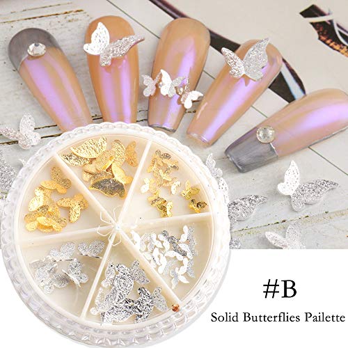 4 Boxes Rose Gold & Silver 3D Butterfly Nail Studs - Nail Art Decorations for Nail Salon & DIY Manicure - Perfect for Wedding, Party & Special Occasion Nails