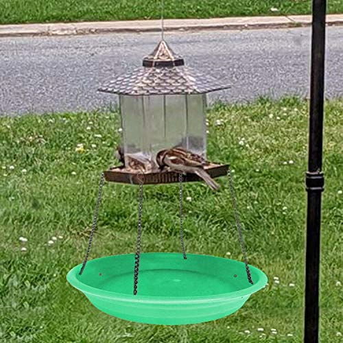 Premium Hanging Bird Feeder Tray - Large Platform Seed Tray for Wild Birds - Durable Outdoor Garden Decoration to Attract Cardinals, Finches & Bluebirds - Perfect for Backyard Bird Watching & Nature Lovers (Green)