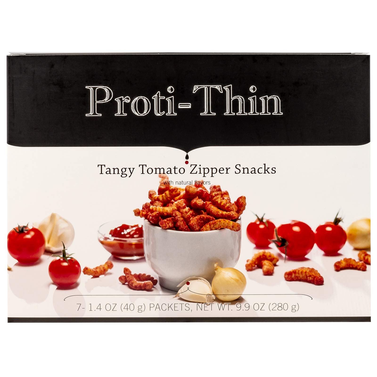 Proti-Thin High Protein Tangy Tomato Snacks - 15g Protein, Low Calorie, Low Fat, Low Sugar, Gluten-Free, Crunchy Bites for Healthy Diet (7 Servings) - Perfect for Weight Loss, Keto Diet & On-the-Go Snacking