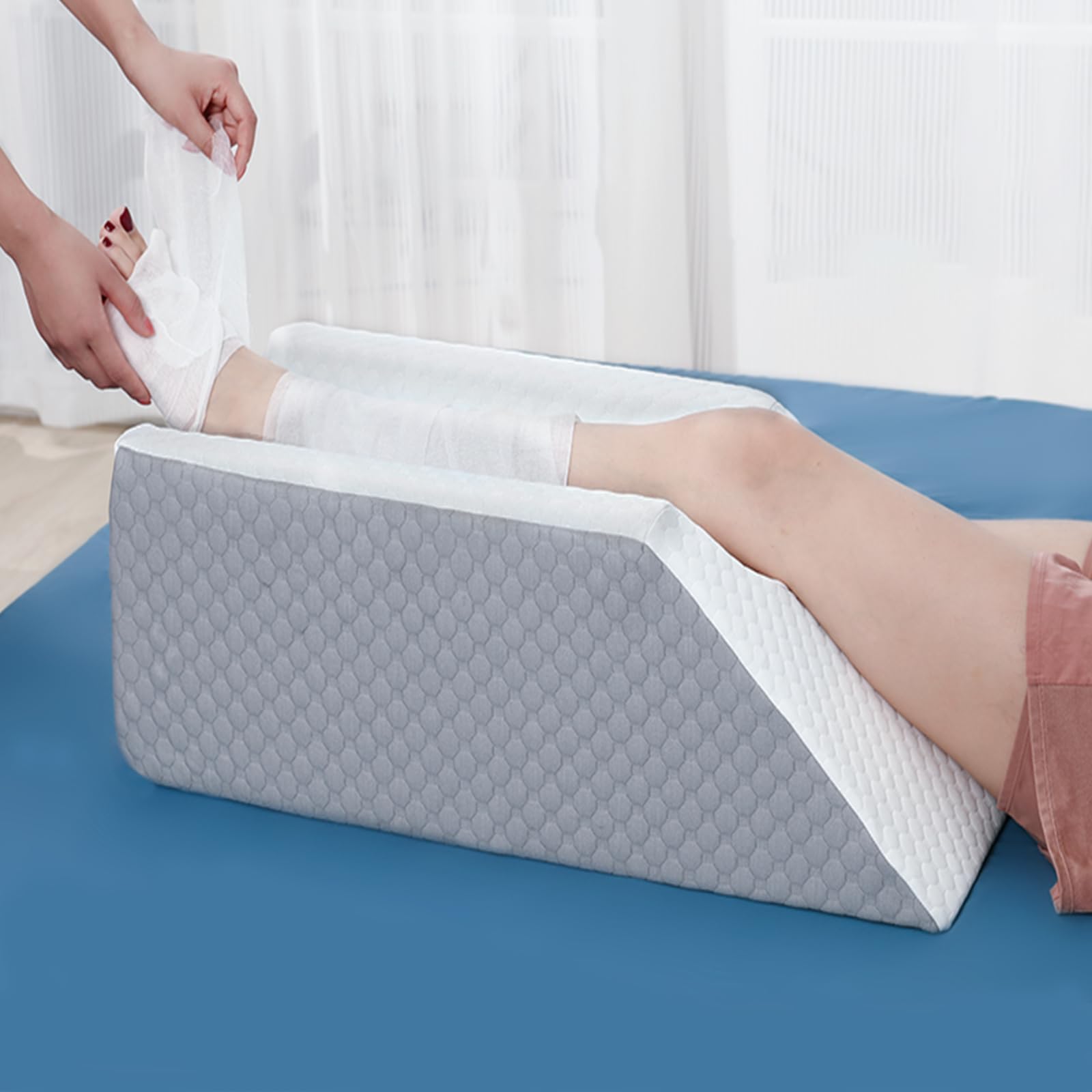 **Leg Elevation Pillow for Post-Surgery & Pain Relief - Memory Foam Wedge Pillow for Sciatica, Back, Knee, Hip & Ankle Support - Ideal for Sleeping, Recovery & Relaxation**
