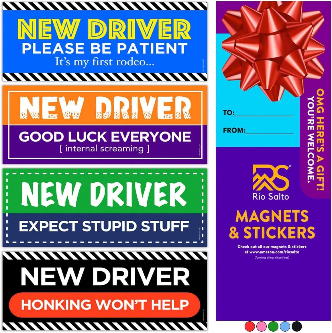 Rio Salto Removable Funny Student Driver Sticker for Cars - New Driver Gift, Teen Boy & Girl Bumper Decals - Paint-Safe Vinyl Window Stickers | Perfect for Graduation Gifts, New Car Owners & Learner Drivers
