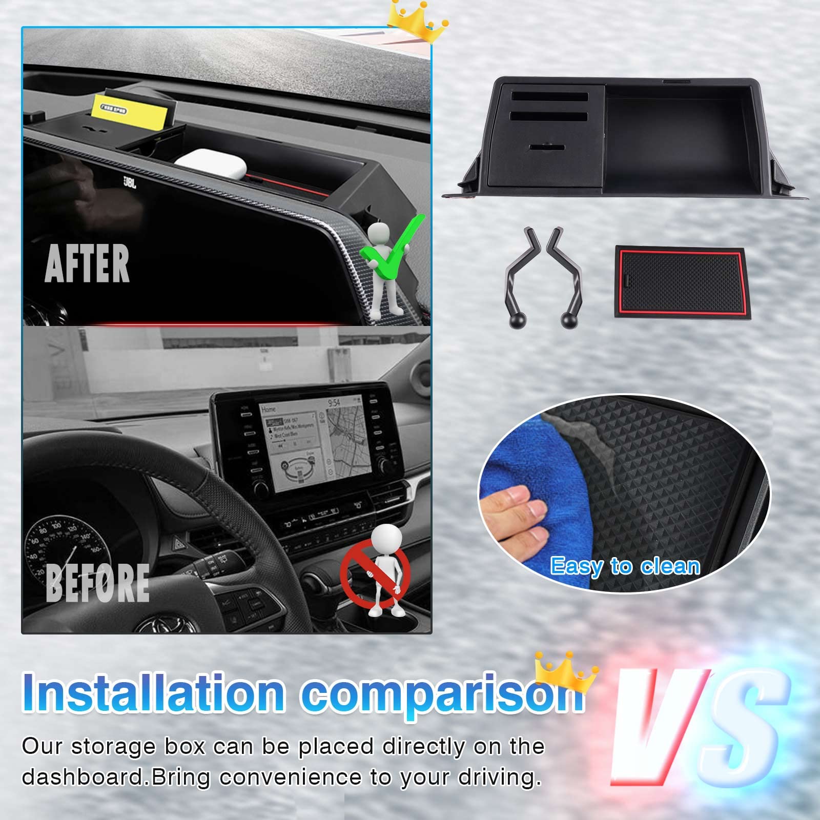 2021-2024 Toyota Sienna Dashboard Organizer | Center Console Tray with Coin Storage Box | Perfect for Road Trips & Daily Commute