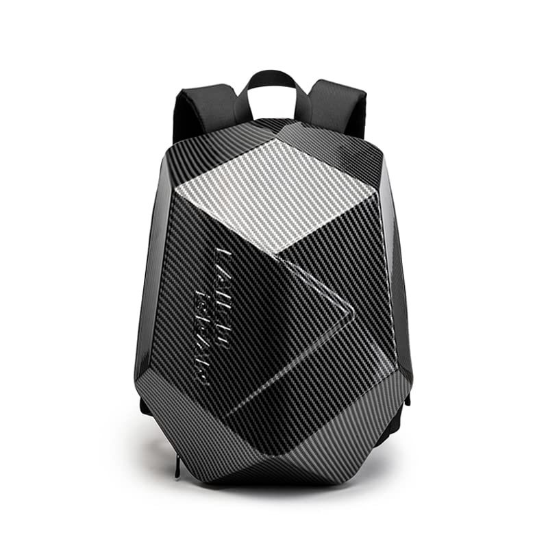 Waterproof Carbon Fiber Motorcycle Backpack for Men - Expandable Motorbike Helmet & Rear Seat Travel Bag (Carbon Gray) | Durable Riding Gear for Commuting, Touring & Adventure Trips