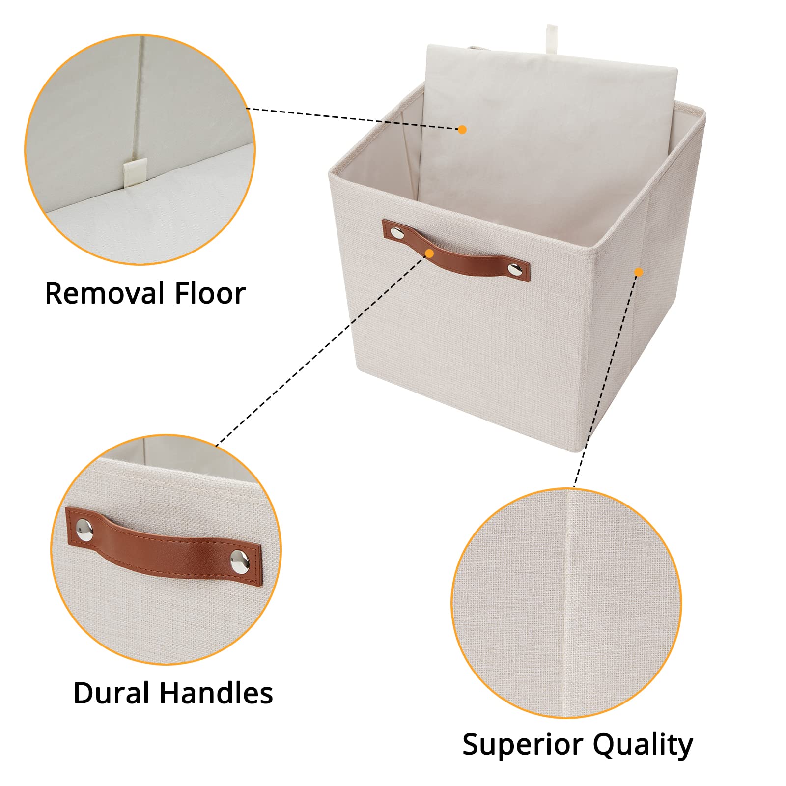 DULLEMELO 6-Pack Foldable Fabric Storage Bins with Handles - 11
