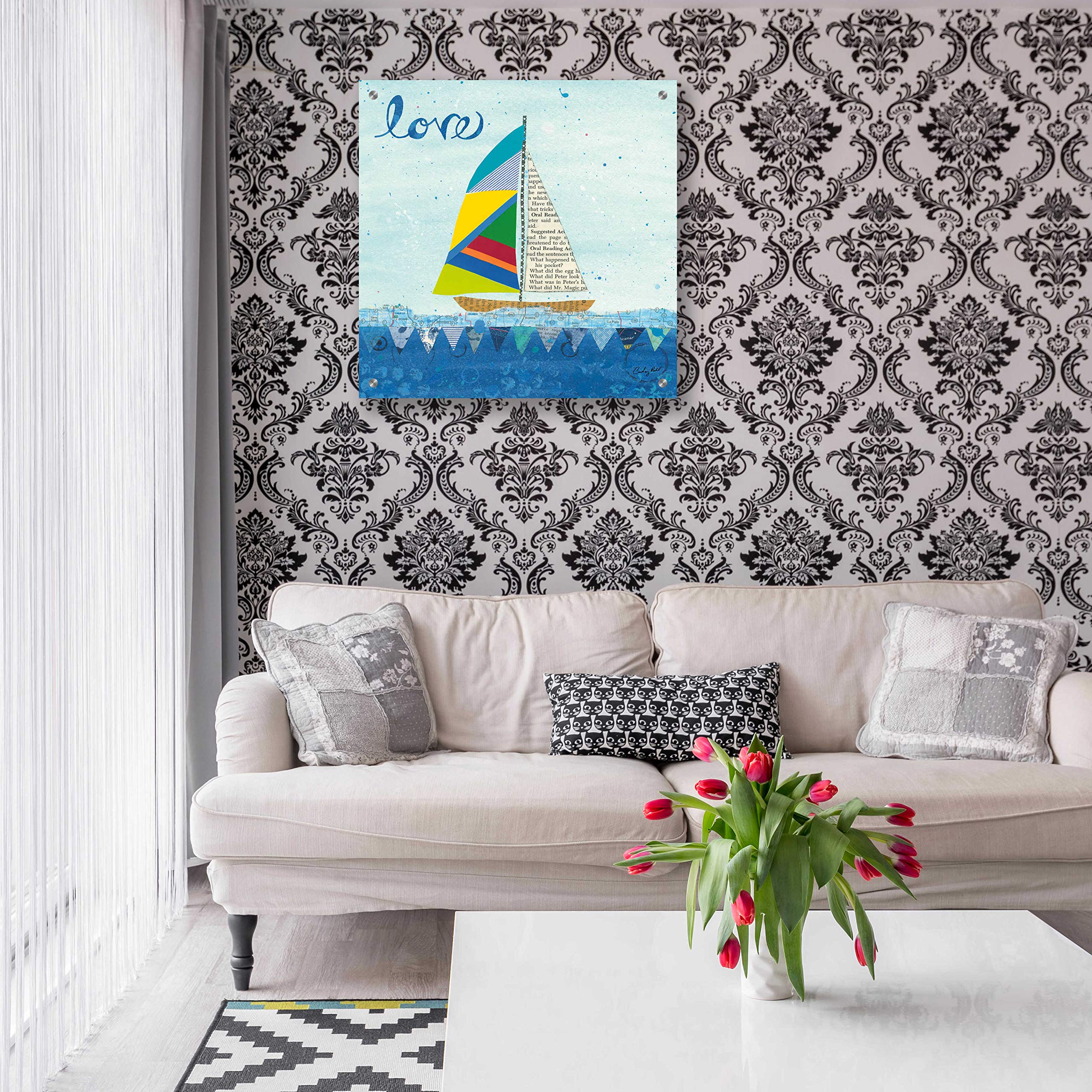Epic Art 'Rainbow Spinnakers I' by Courtney Prahl - 24x24 Inch Vibrant Acrylic Glass Wall Decor - Modern Abstract Painting for Living Room, Bedroom & Office
