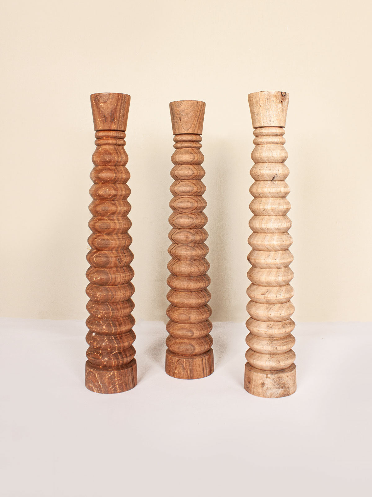 Handmade Walnut Wood Candle Holders with Natural Ripple Grain - Rustic Home Decor for Dining Table, Wedding Centerpiece, and Cozy Living Room Ambiance