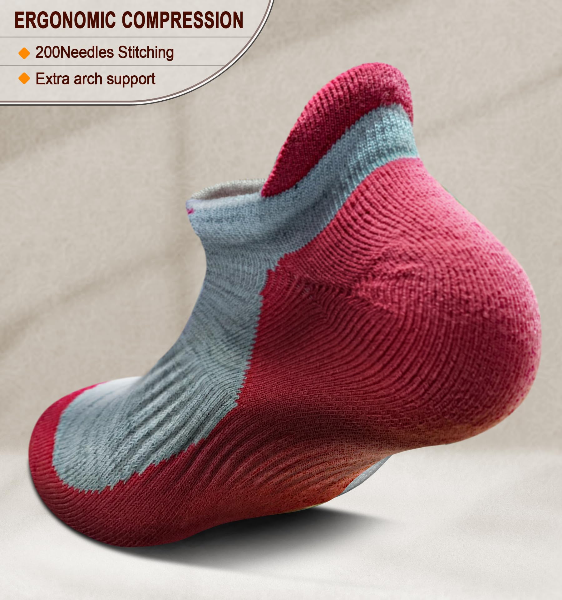 BULLIANT Women's Athletic Ankle Socks - 6 Pairs No Show Cushioned for Running & Walking with Arch Support - Gym & Daily Wear