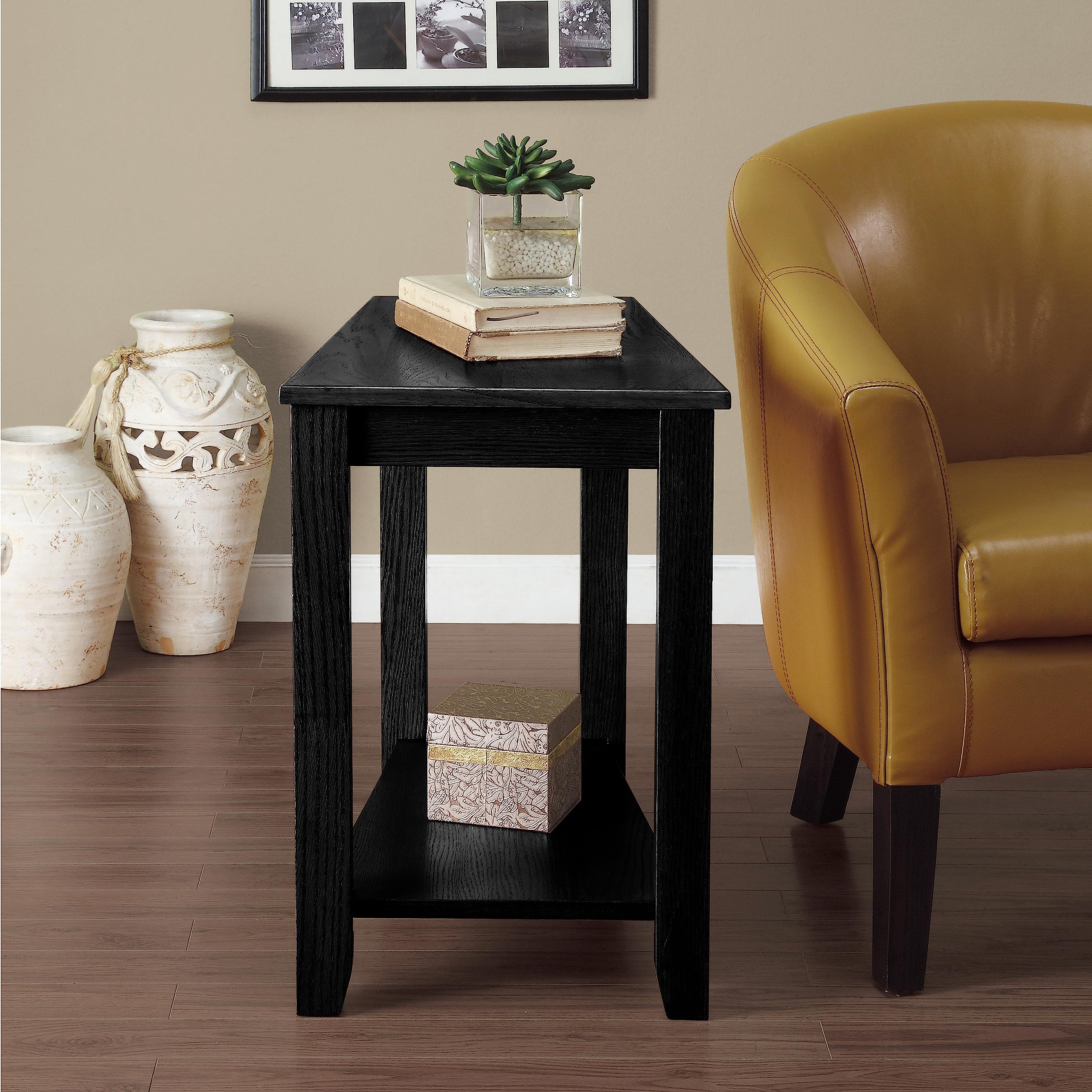 Homelegance Elwell Wedged Chairside End Table - Black | Small Side Table for Living Room, Bedroom & Office | Compact Accent Table for Home Decor