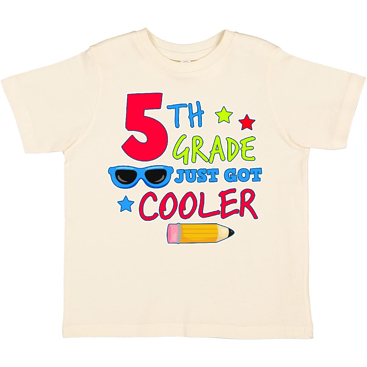 Inktastic 5th Grade Just Got Cooler Graphic Toddler T-Shirt - Fun Pencil & Sunglasses Design for Kids, First Day of School, Birthday Gifts & Casual Wear