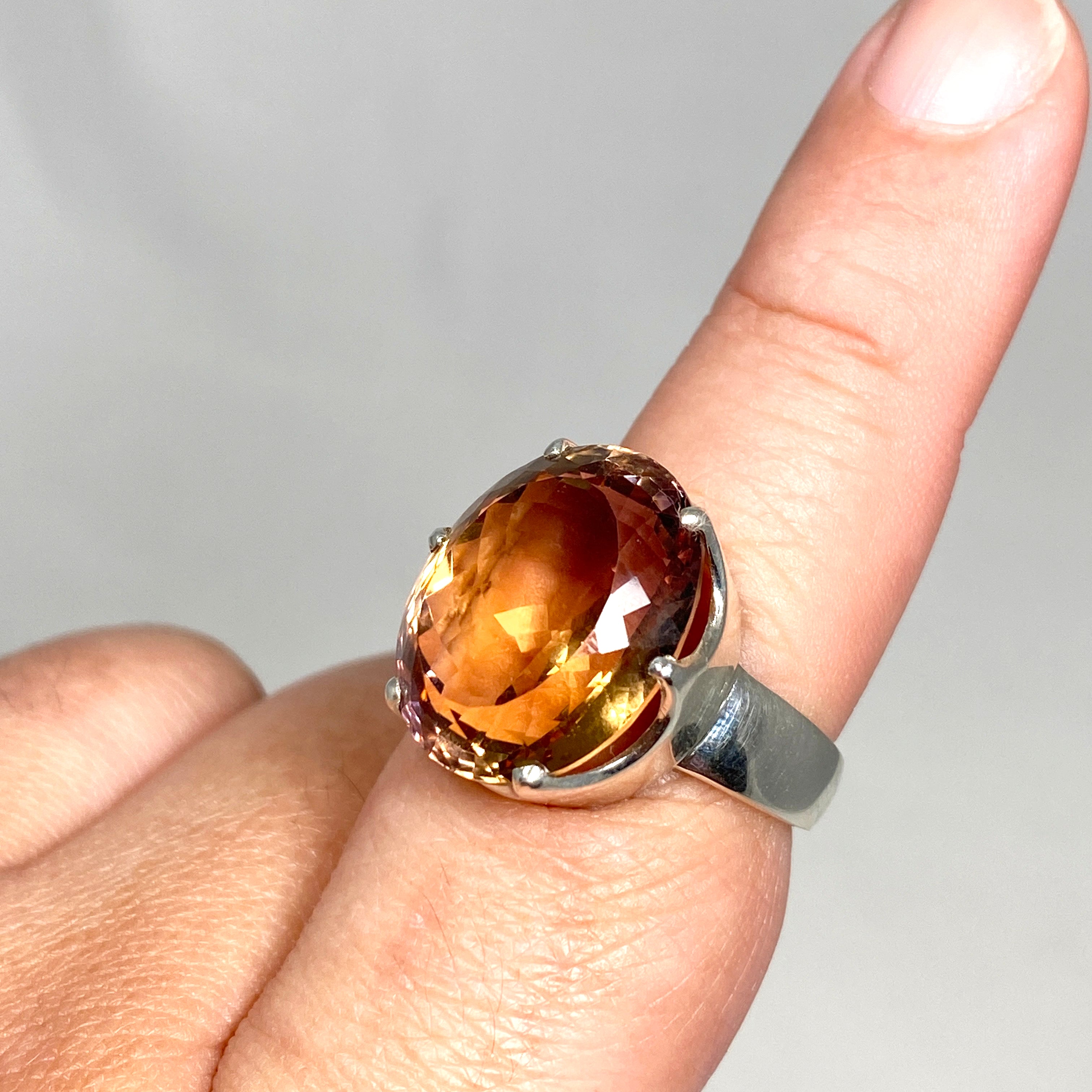 Ametrine Oval Faceted Ring Size 8.5 - Natural Gemstone Jewelry for Women, Elegant Purple & Yellow Gold Plated Wedding Band - Perfect for Engagement, Anniversary & Special Occasions