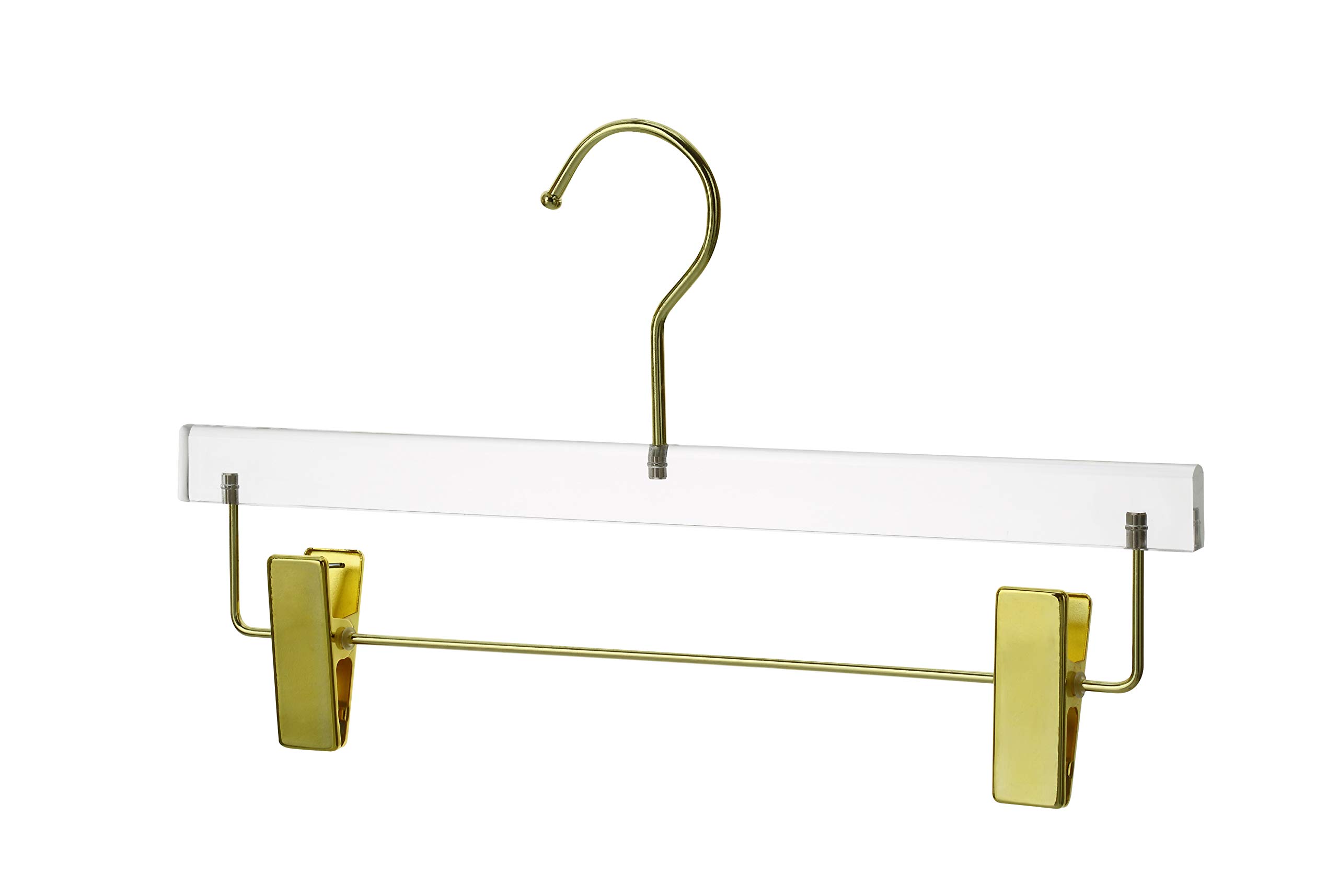 Premium Clear Acrylic Skirt Hangers - 10 Pack Luxury Closet Organizers for Dresses & Skirts, Non-Slip Gold Hooks - Space Saving Wardrobe Storage Solution (Gold, 4102-1) | Perfect for Walk-In Closets, Boutique Displays & Travel Packing