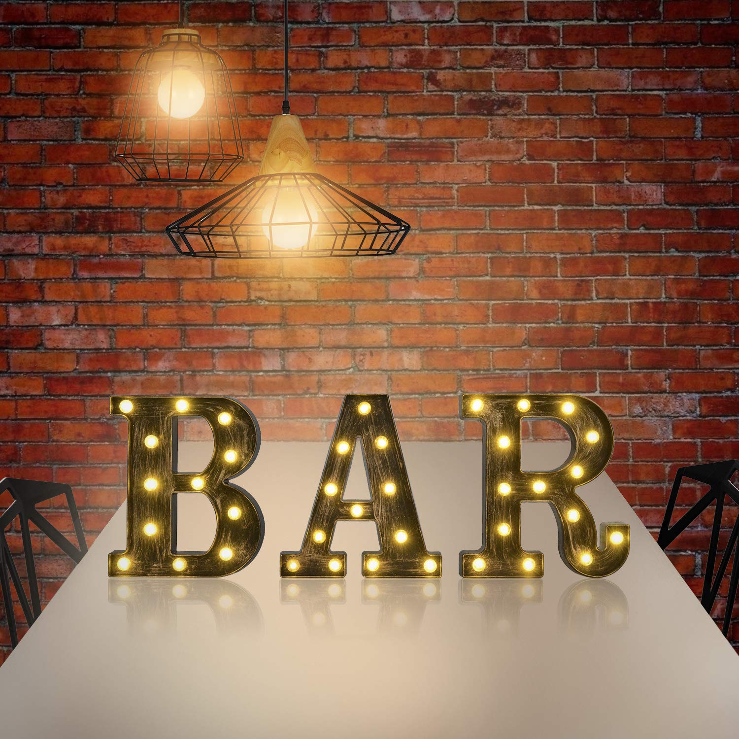 Rdutuok LED Marquee Letters Lights - Battery Powered BAR Signs with Remote Control, Industrial Style Letter Lamp for Home, Pub, Wedding & Party Decor - Perfect for Wall Decor, Backdrop Lighting & Nightclub Atmosphere