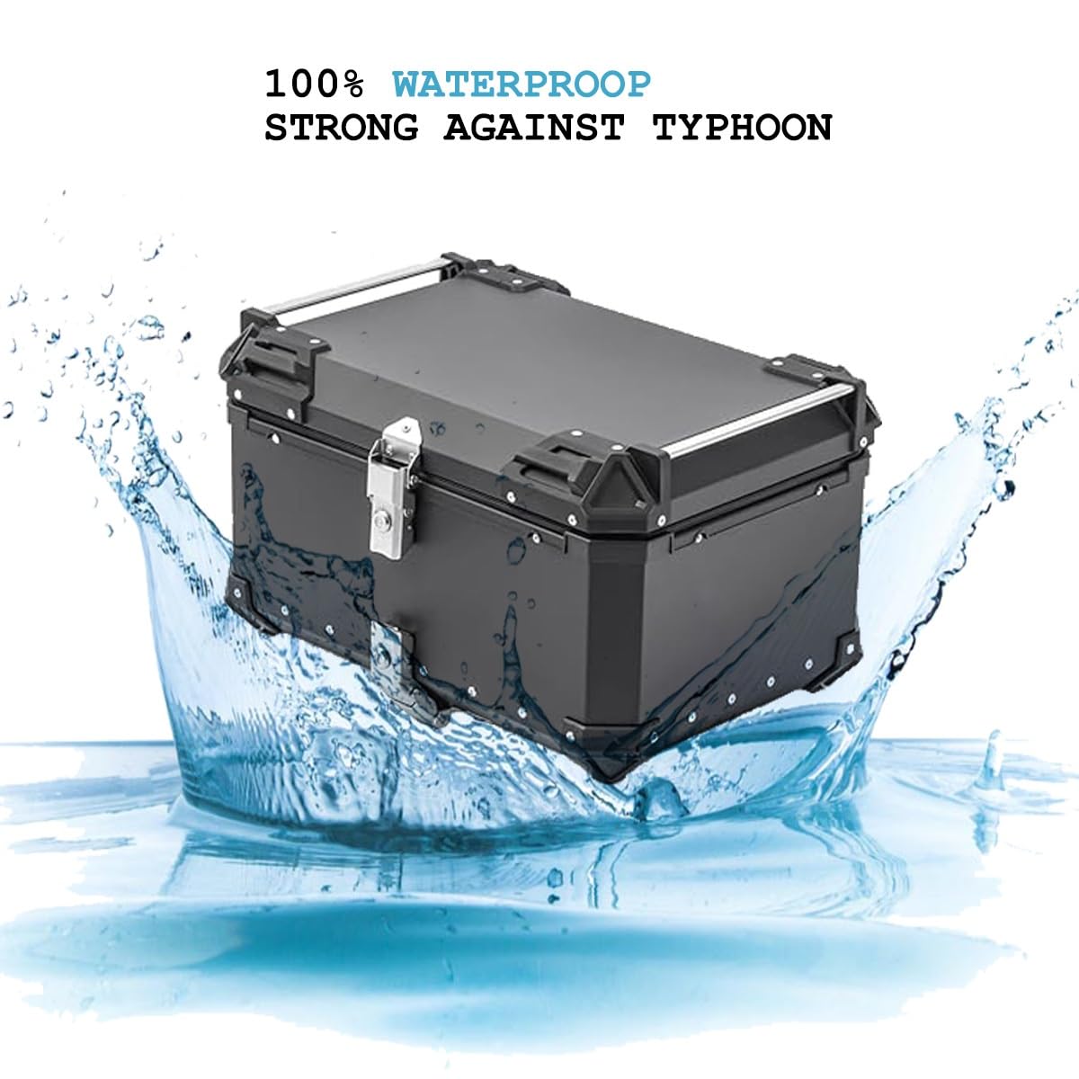 **Waterproof Aluminum Motorcycle Top Case - 28L to 100L (36L Black) - Secure Locking Touring Trunk for Storage & Travel**    *(Ideal for Commuting, Road Trips, and Adventure Riding - Fits Most Motorcycles)*
