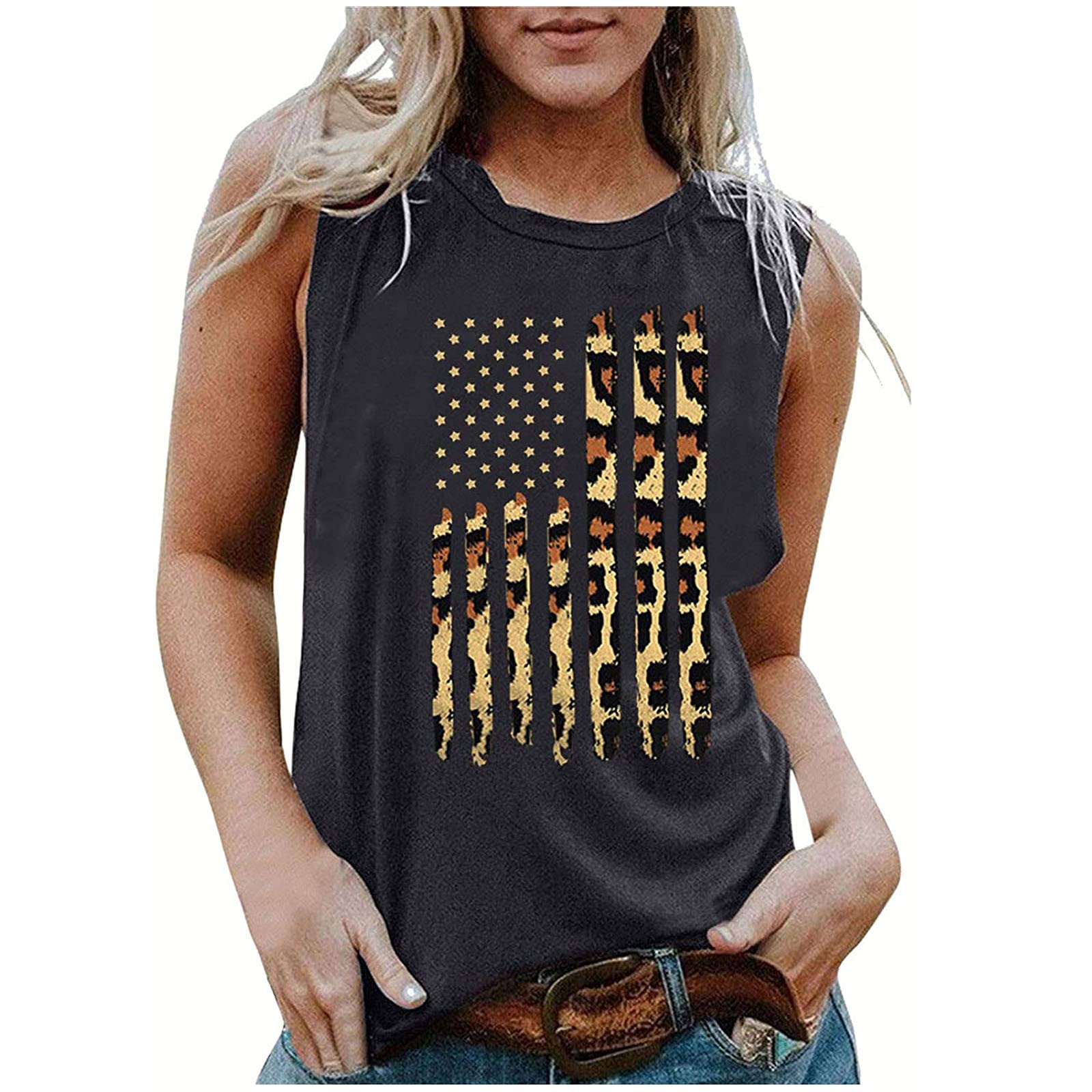 977 Women's Tank Tops - Breathable Sleeveless Casual T-Shirts for Summer, Workout & Independence Day | Loose Fit Comfortable Vest Tops for Gym, Beach & Everyday Wear